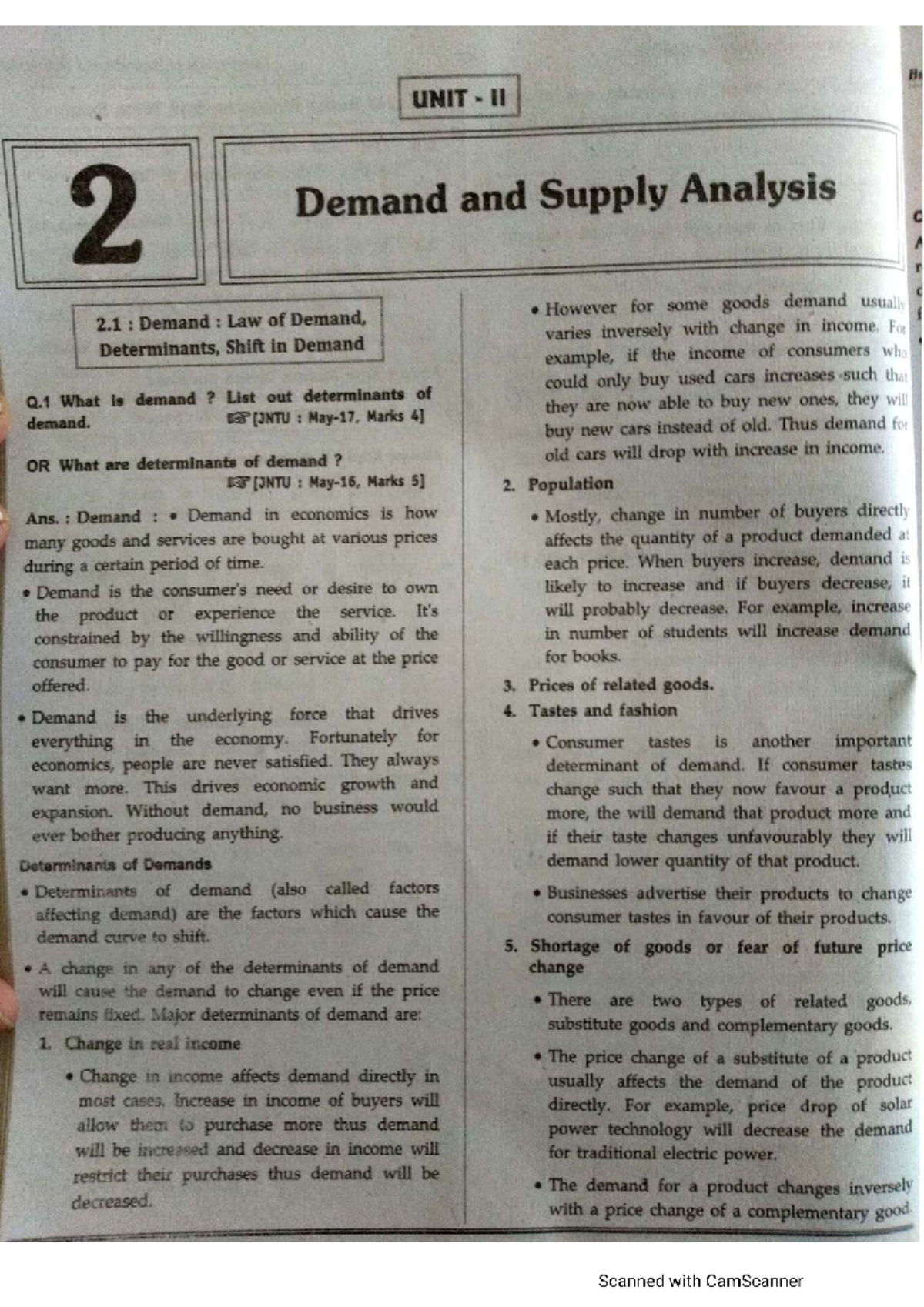 Demand and Supply Analysis: BEFA Unit II Insights - Studocu