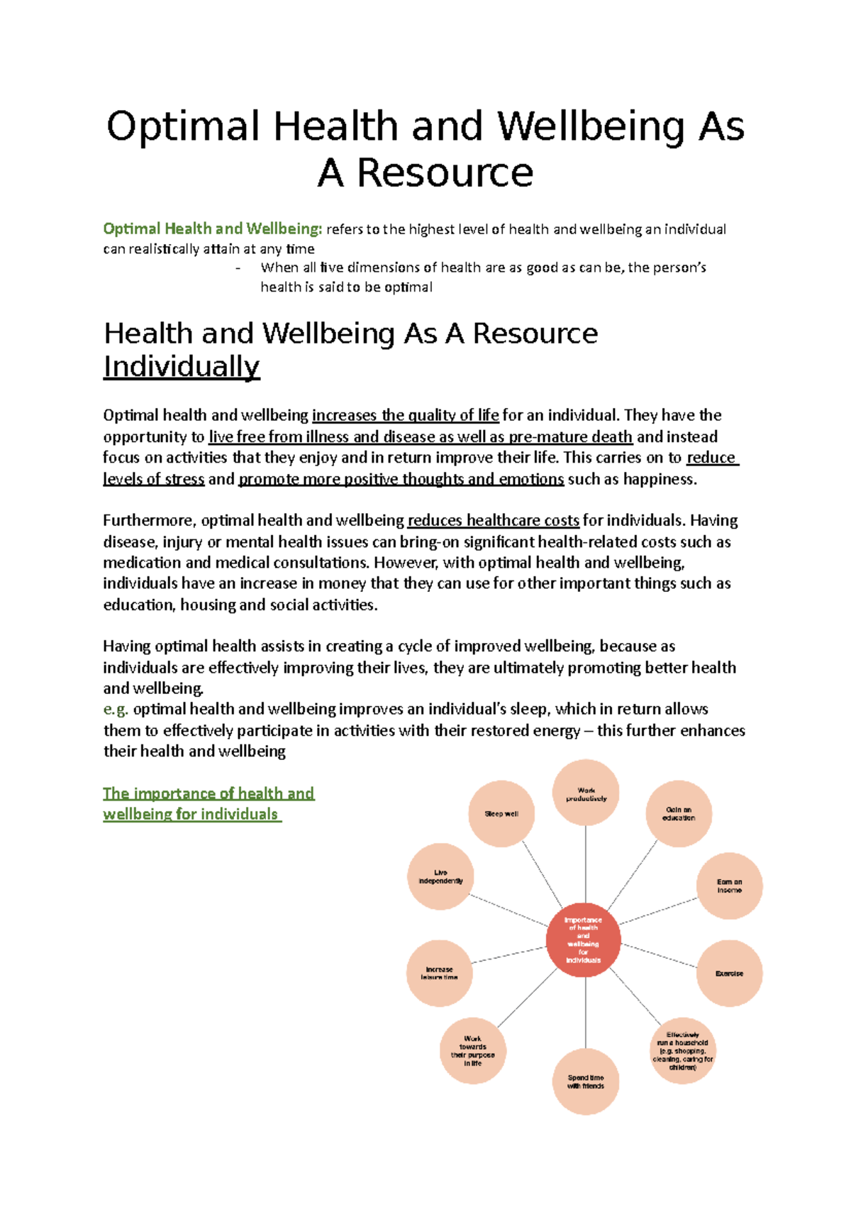 Optimal Health and Wellbeing As A Resource - Optimal Health and ...