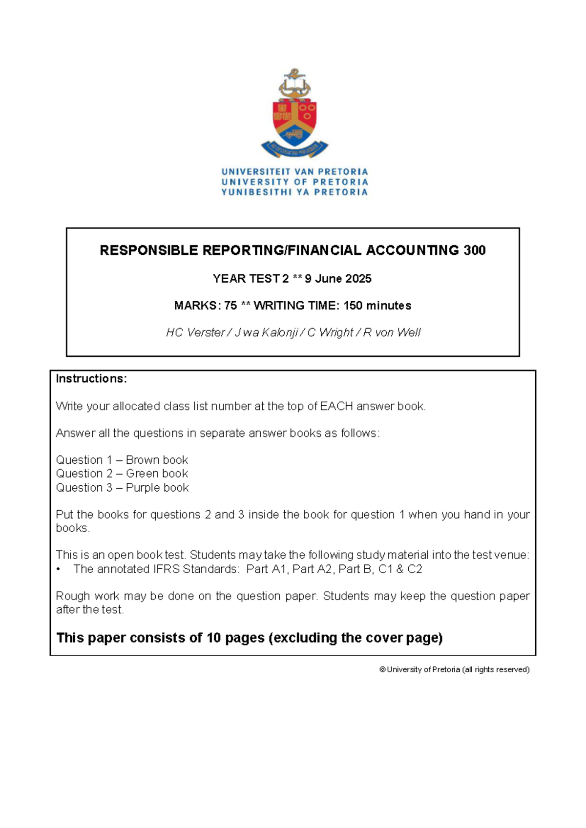ACCT 300 Year Test 2: Responsible Accounting Insights and Analysis ...