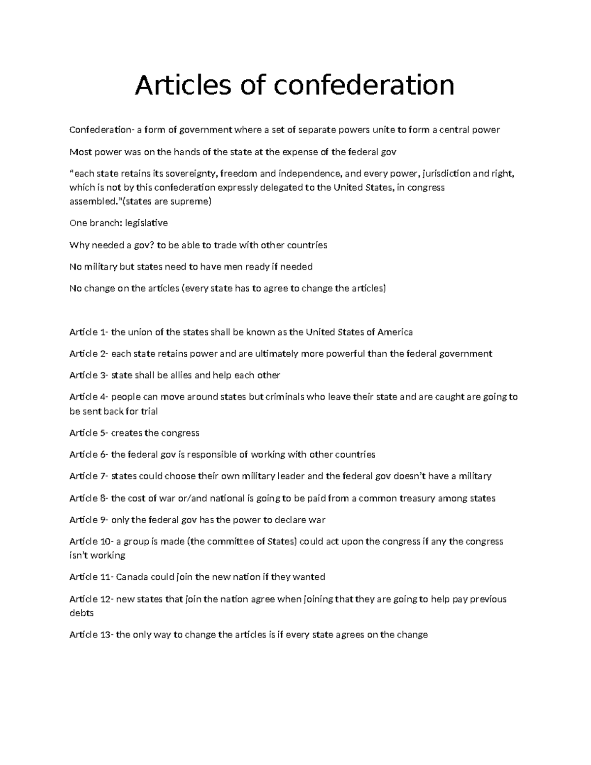 AP Gov: Overview of Articles of Confederation and Its Implications ...