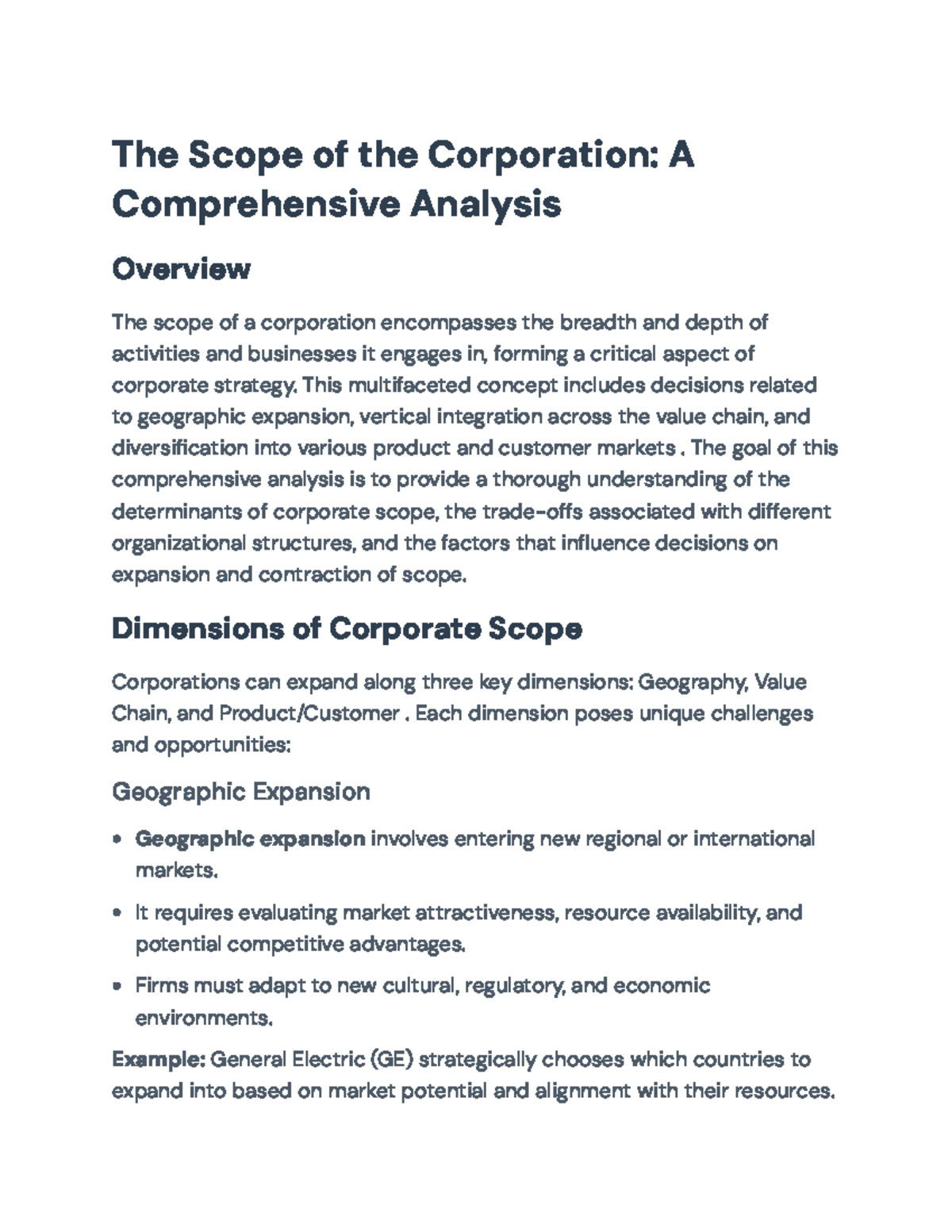 Comprehensive Analysis of Corporate Scope: Strategies and Trade-offs ...