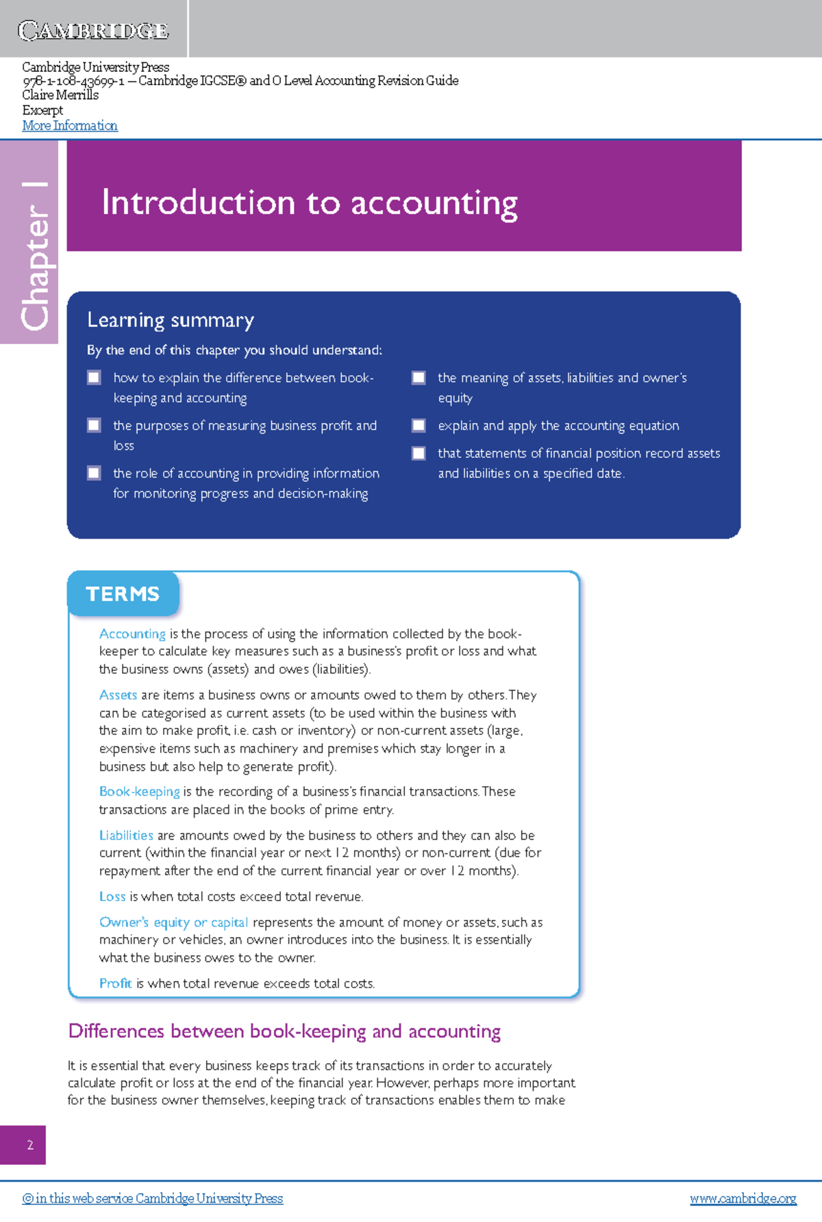 IGCSE Accounting Notes: Chapter 1 - Introduction to Accounting - Studocu