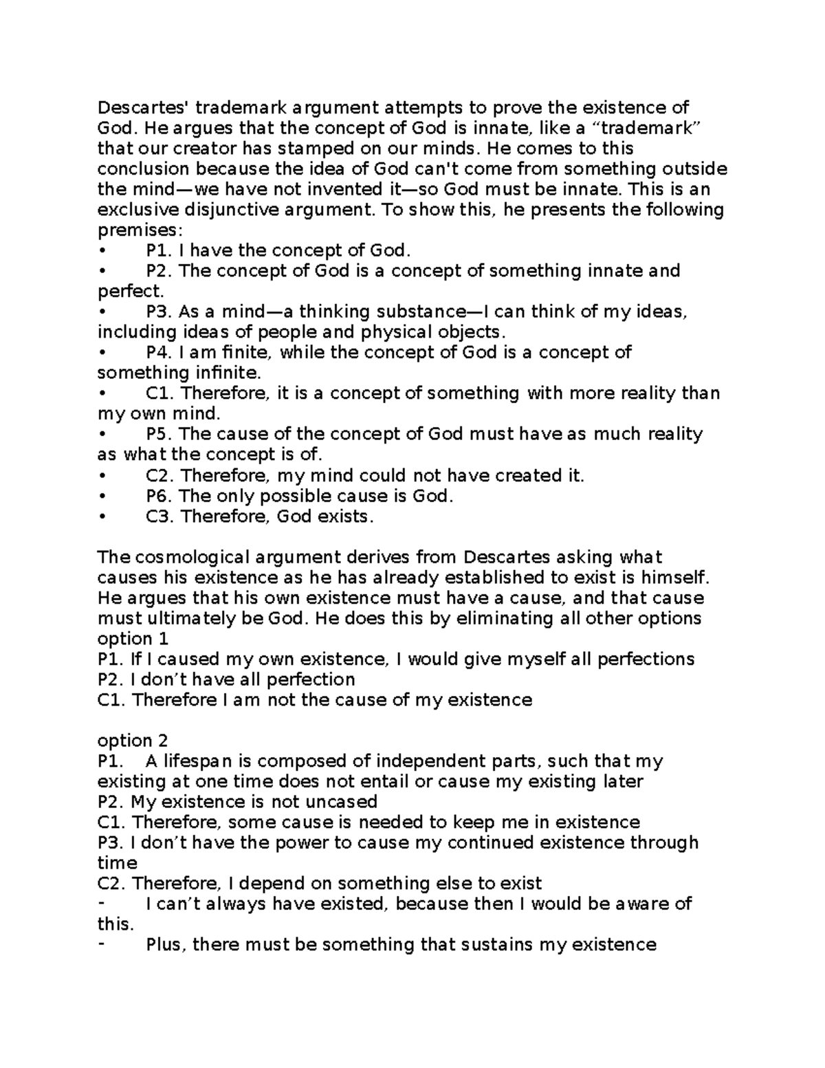 Descartes' Arguments for God's Existence - PHIL 101 Lecture Notes - Studocu