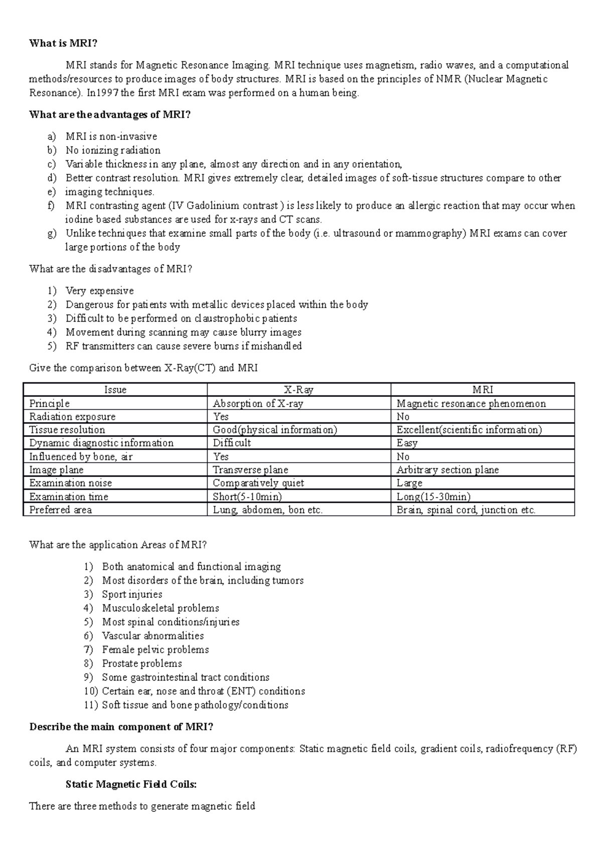 Mri note - advance mri tricks and strategy - What is MRI? MRI stands ...
