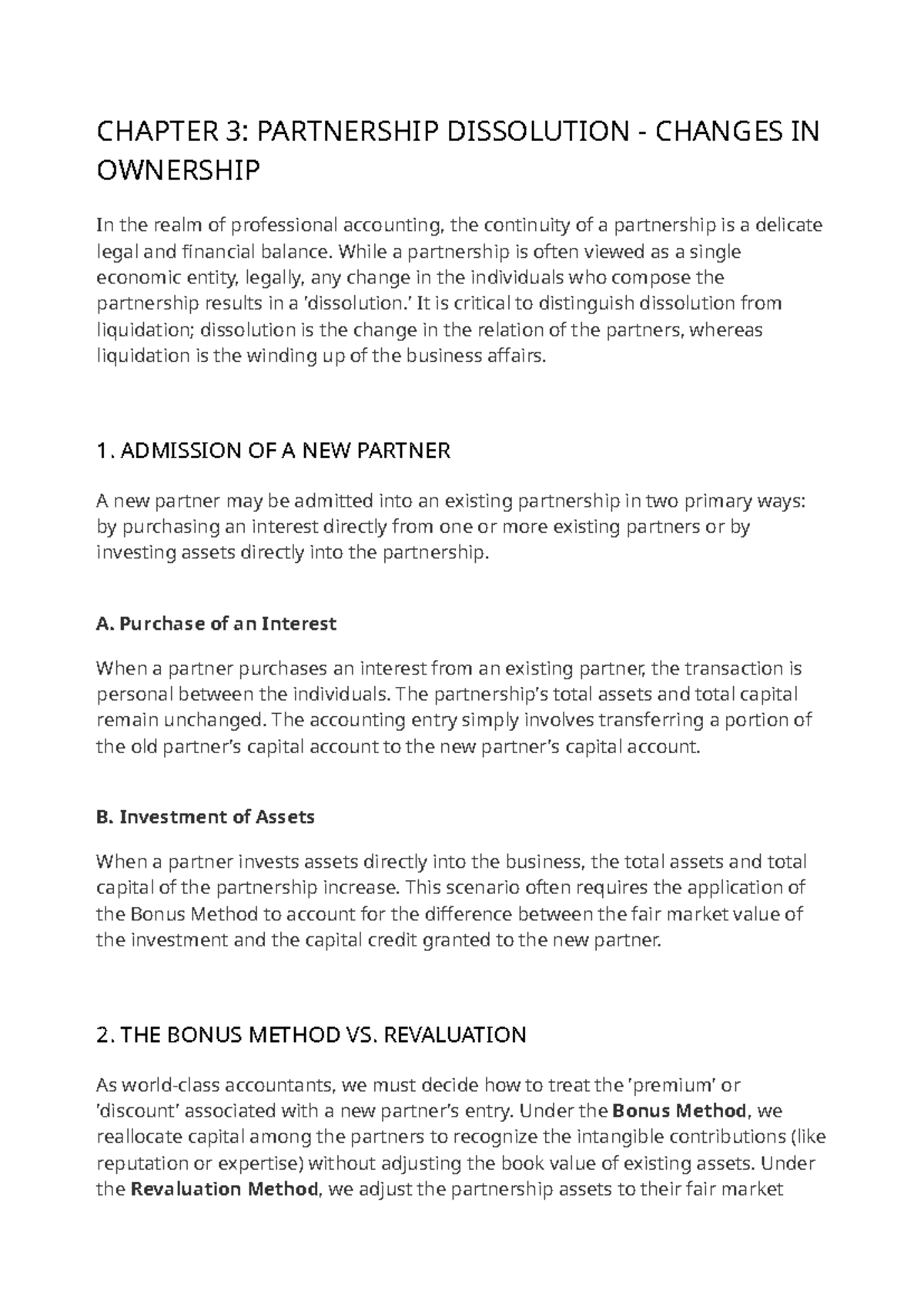 CHAPTER 3: PARTNERSHIP DISSOLUTION & OWNERSHIP CHANGES - Studocu