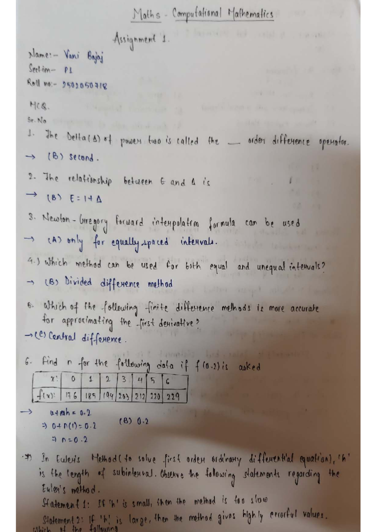Maths 2502050718 Compulsory Final Exam Notes on Numerical Methods - Studocu