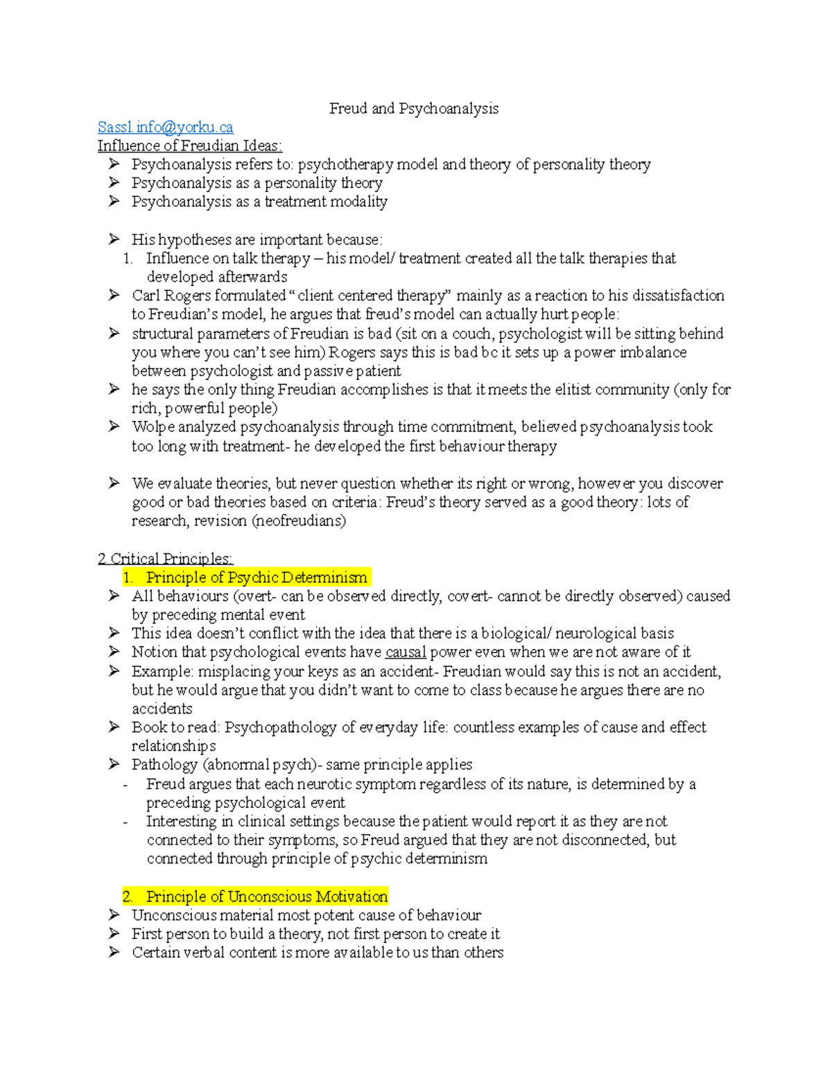 PSY101 Lec 3 - Freud and Psychoanalysis Lecture Notes - Studocu