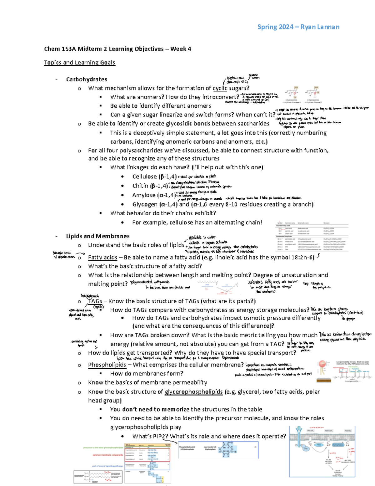 Week 4 Study Guide - ^ƉƌŝŶŐ 202 κ – Ryan Lannan Chem 153A Midterm 2 ...
