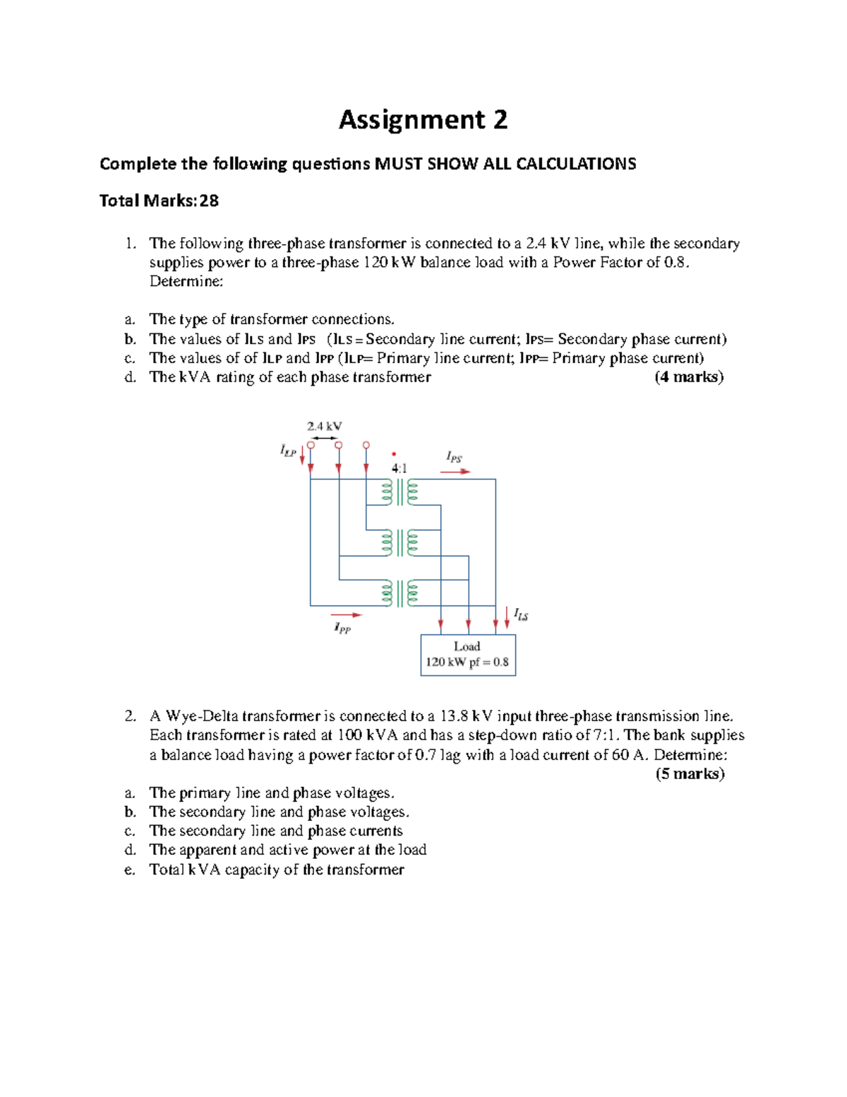 Assignment 2 - Transformer Calculations and Motor Analysis Notes - Studocu