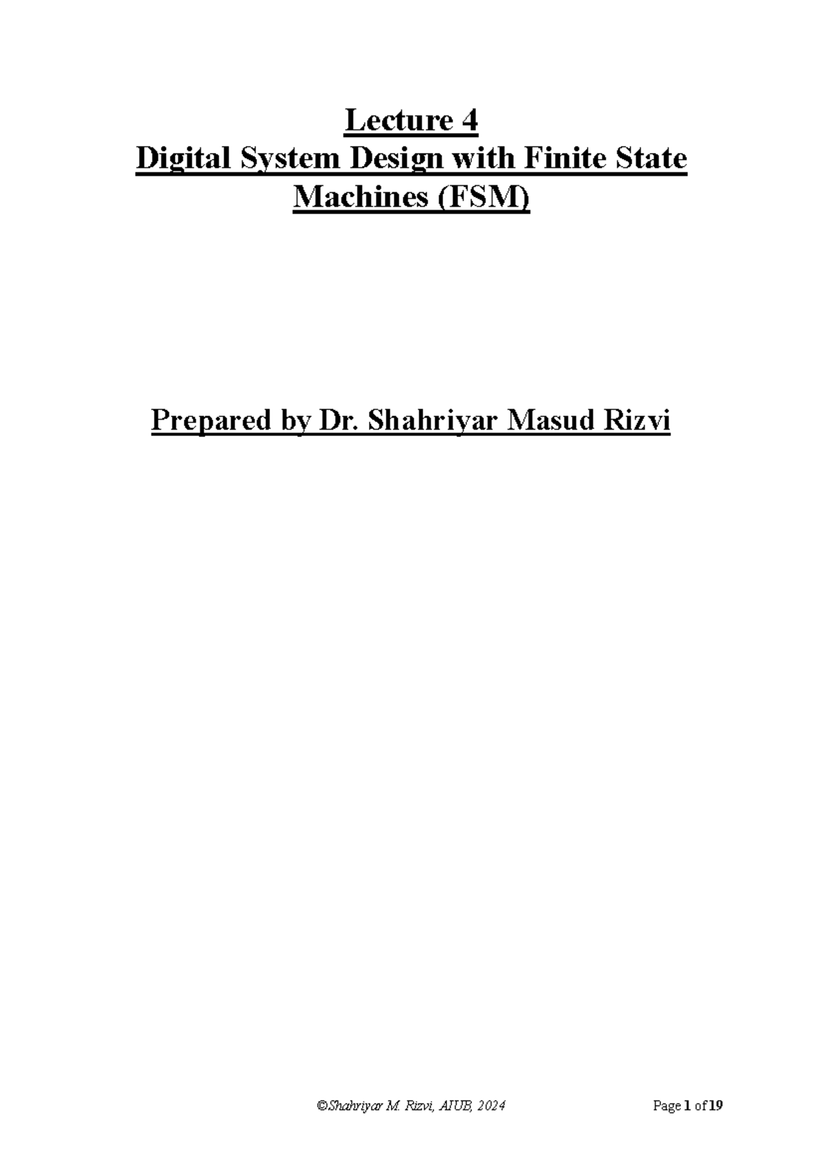 Final Exam LECT 4: Digital System Design with FSMs - Studocu
