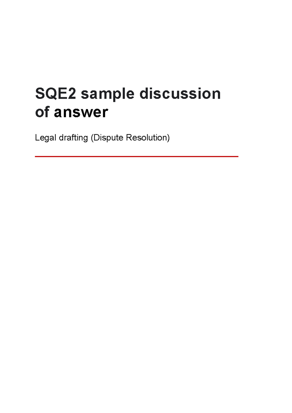 SQE2 Legal Drafting Sample Discussion: Dispute Resolution Insights ...