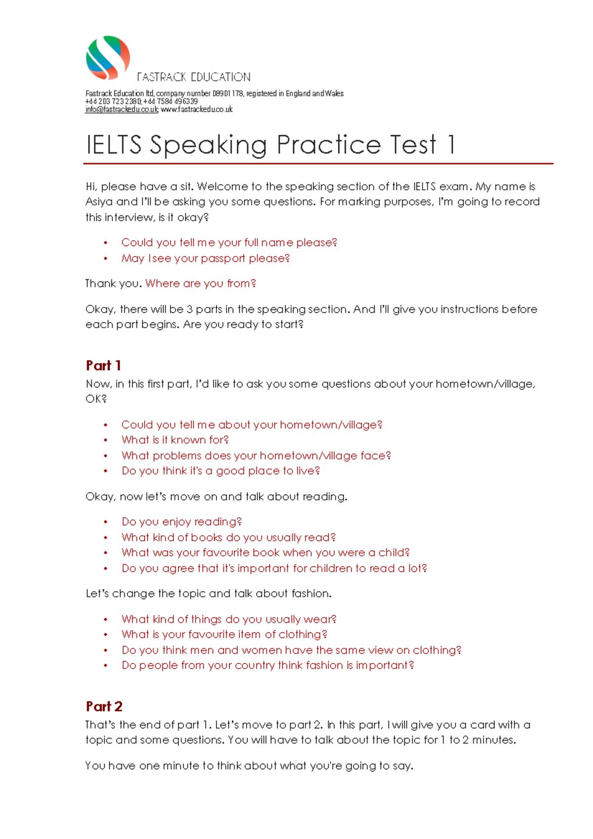 Ielts Speaking practice test 1-1507737949241 - FASTRACK