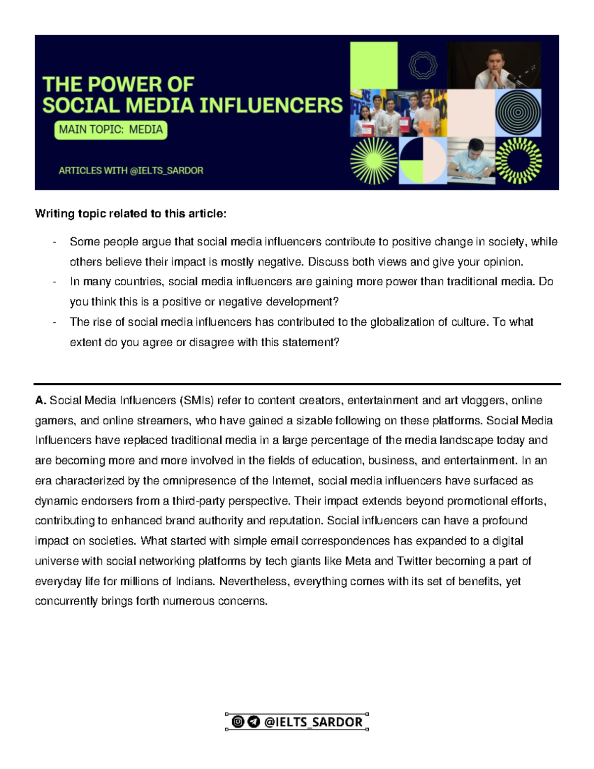 Social Media Influencers: Impact on Society and Culture - Essay Notes ...