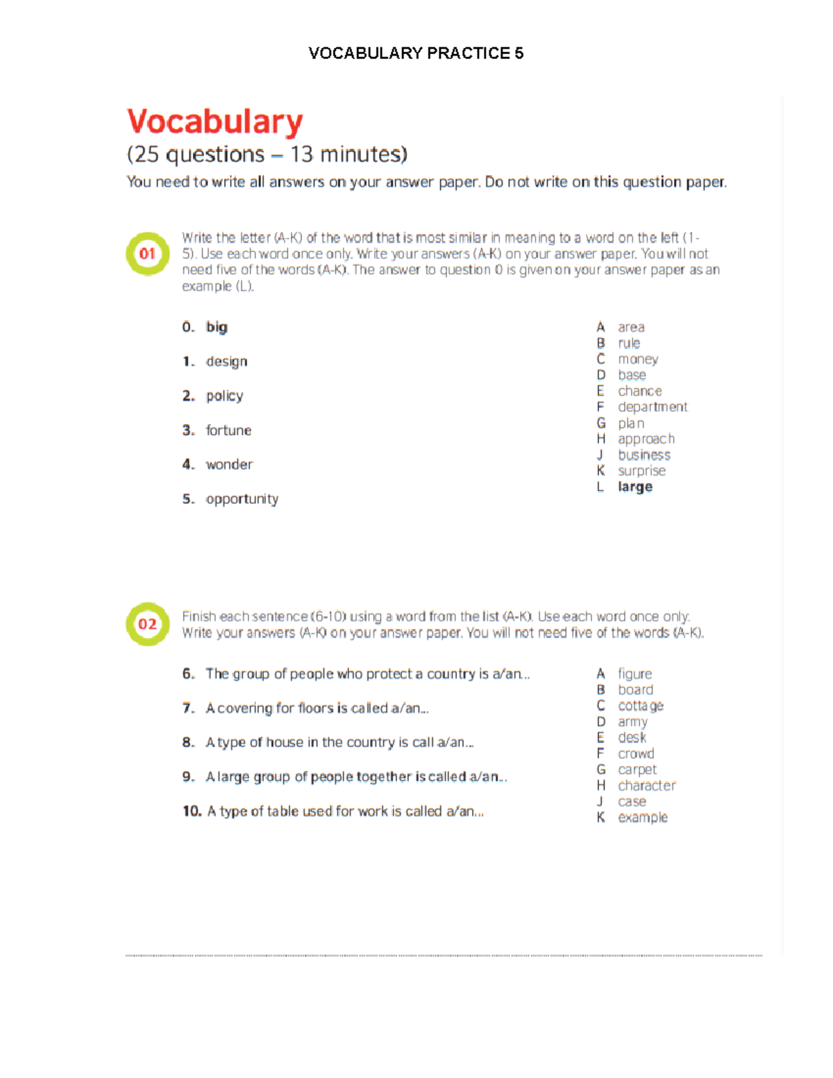 Vocab Practice 5 - Essential Vocabulary Skills for Success - Studocu