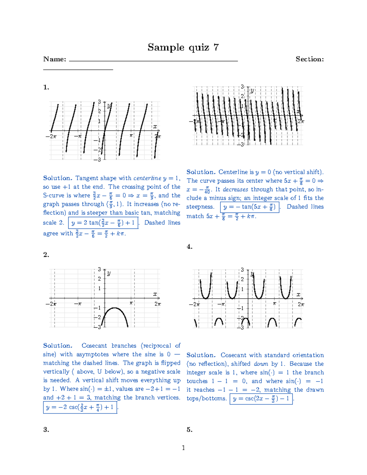 Quiz 7: Trigonometric Functions and Graphs - Studocu