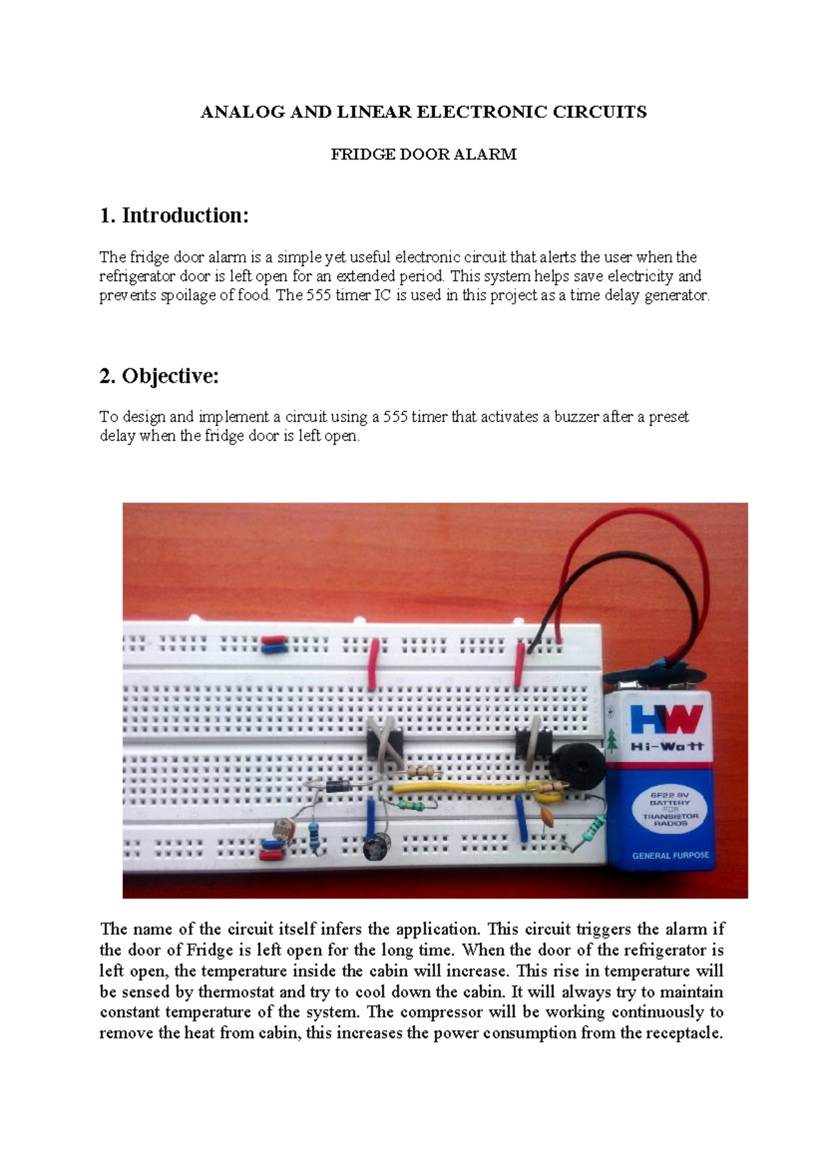 Fridge Door Alarm Circuit Design - Analog & Linear Electronics Project ...