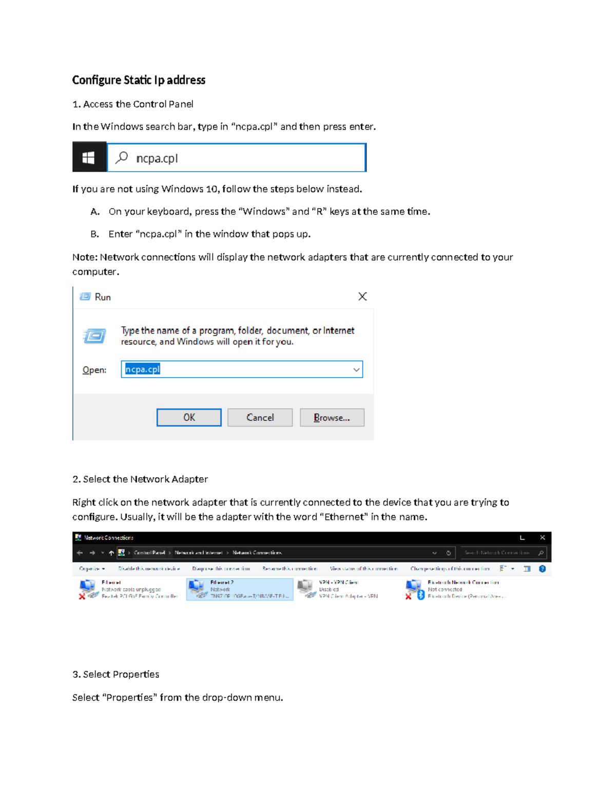 Configuring Static IP Address on Windows: Step-by-Step Guide - Studocu