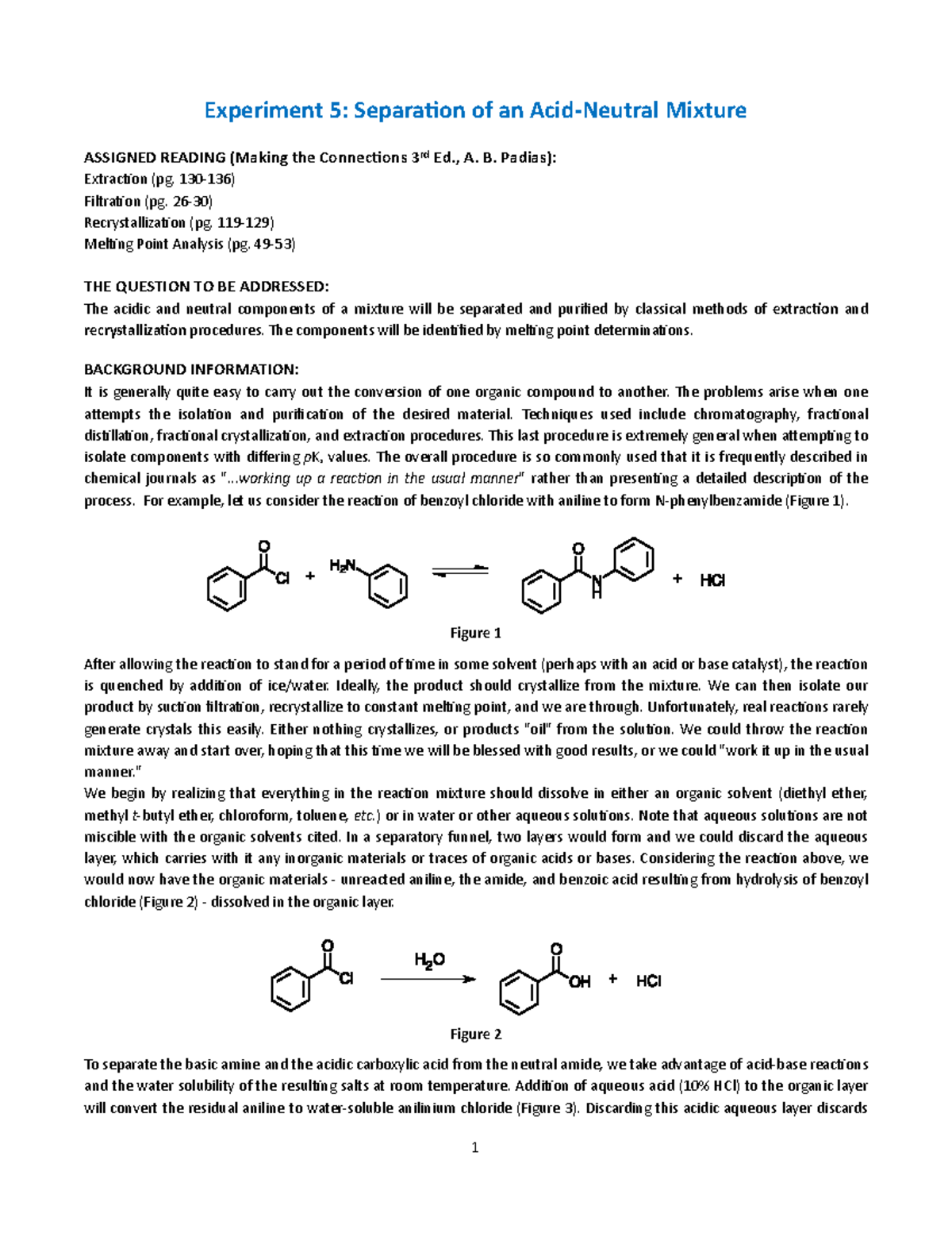 Exp 5: Separation of Acid and Neutral Components in Mixture - Studocu