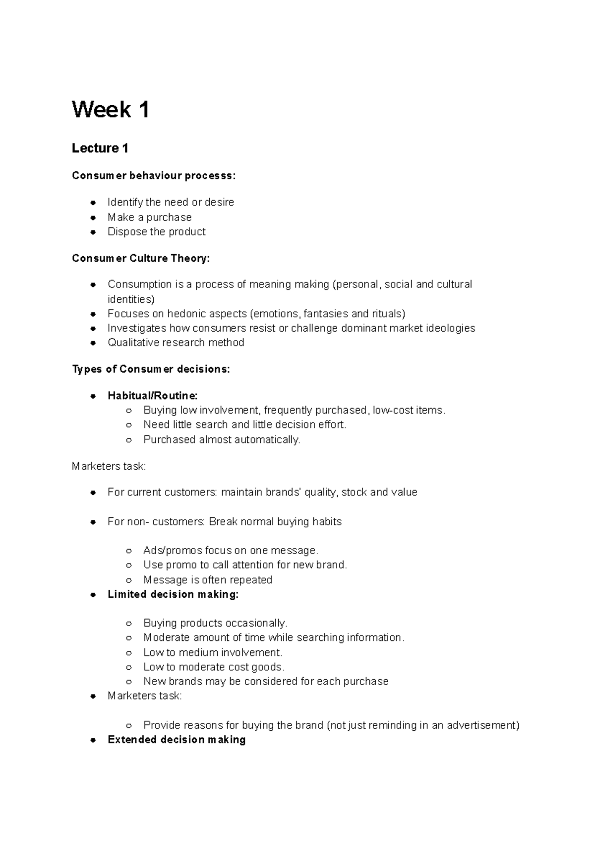 CBa MA - Week 1 Lecture 1: Understanding Consumer Behavior and Decision ...