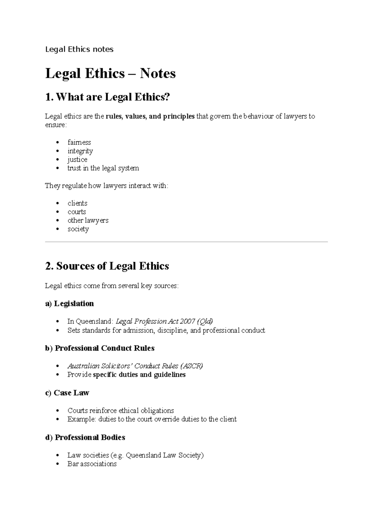 Legal Ethics Notes: Principles and Duties of Lawyers - Studocu