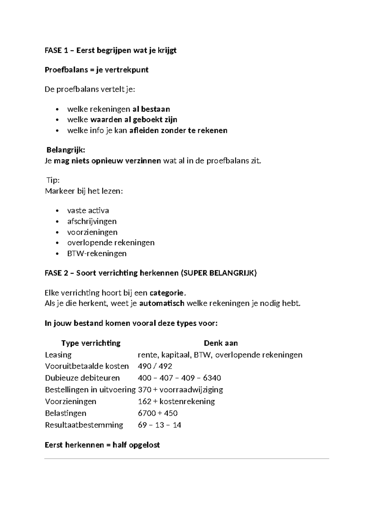 ACCO - Belangrijke Oefeningen voor Proefbalans en Journaalposten - Studocu