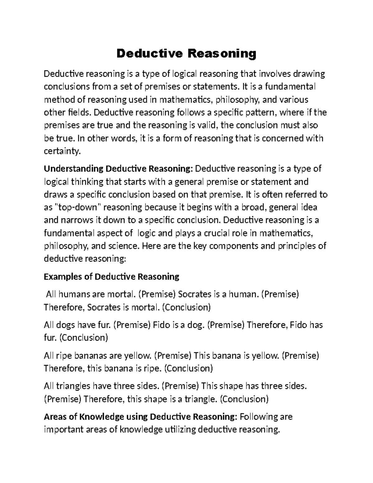 Deductive Reasoning: Key Principles and Examples Explained - Studocu