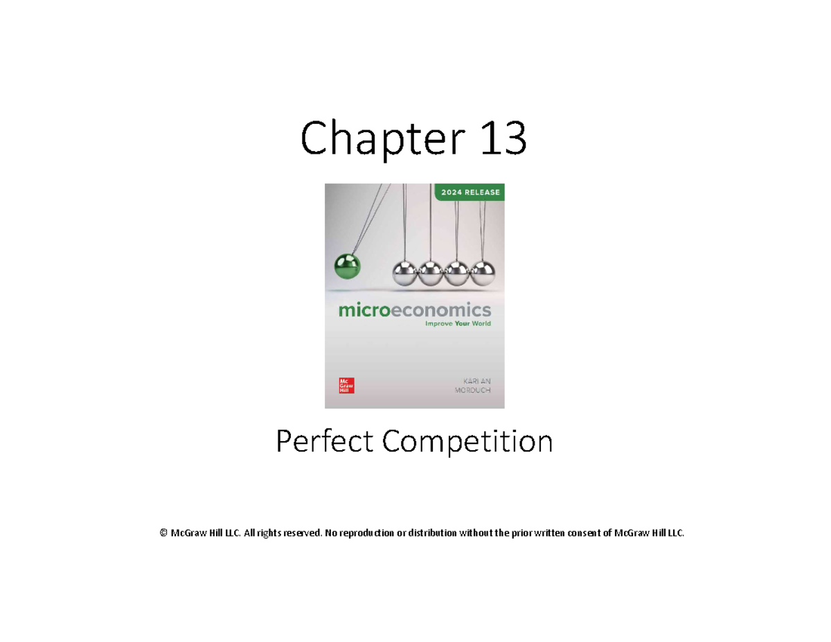 Chapter 13 - Lecture PDF For micro - perfectly competitive markets ...
