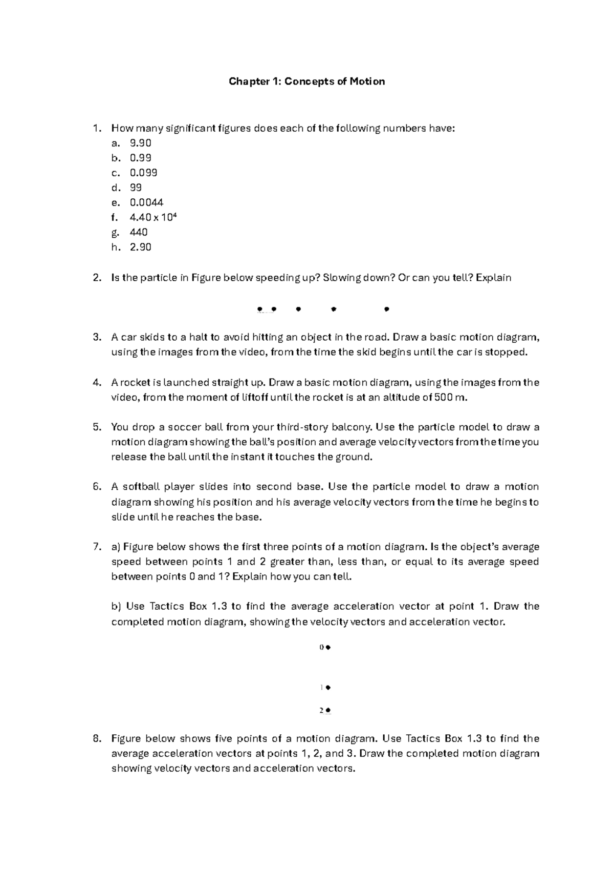 Chapter 1: Concepts of Motion - Key Questions and Diagrams - Studocu