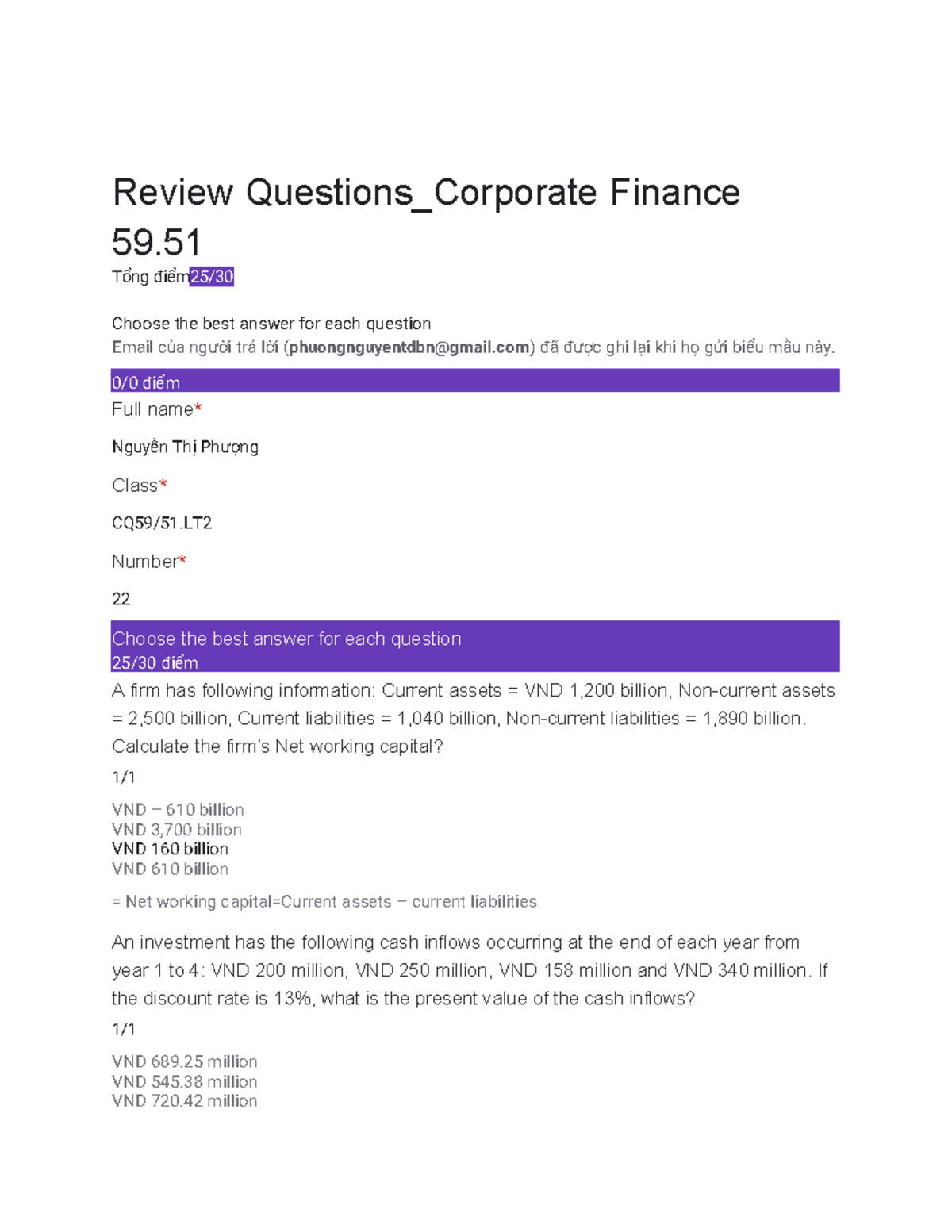Bài tập MCQ TCDN - TCDN (Corporate Finance Review Questions) - Studocu