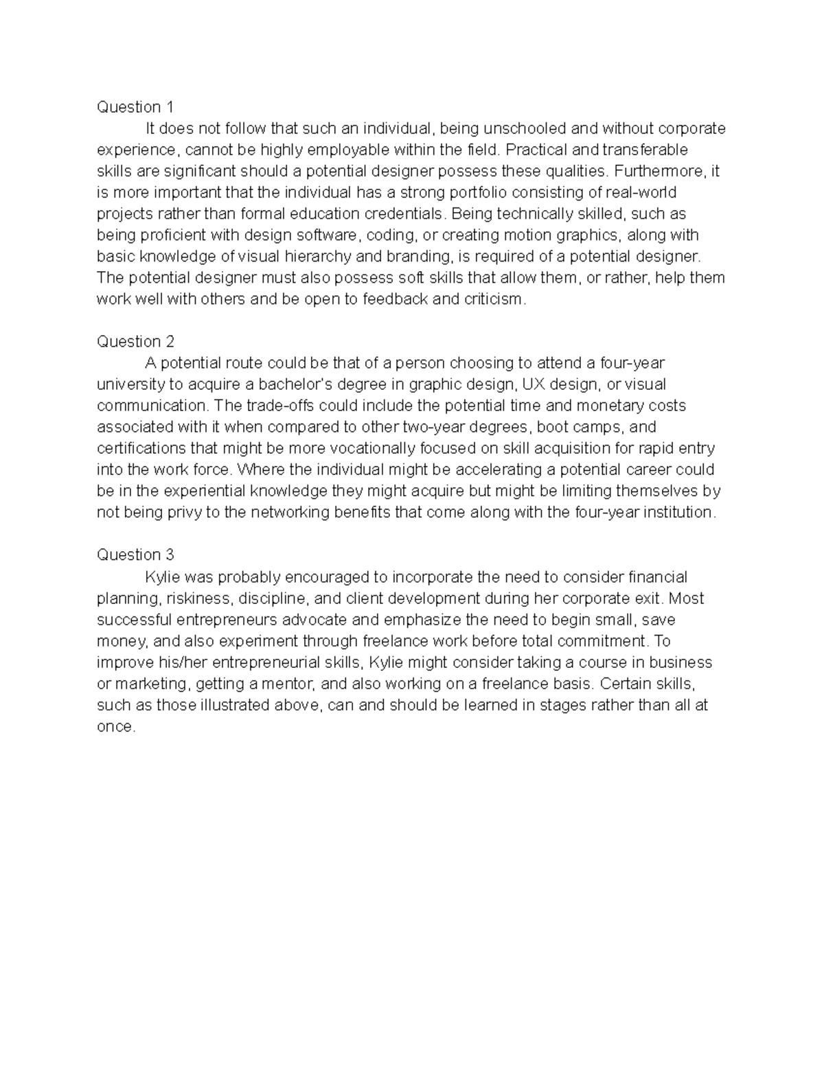 Unit 2 Critical Thinking Questions on Employability and Design Skills ...