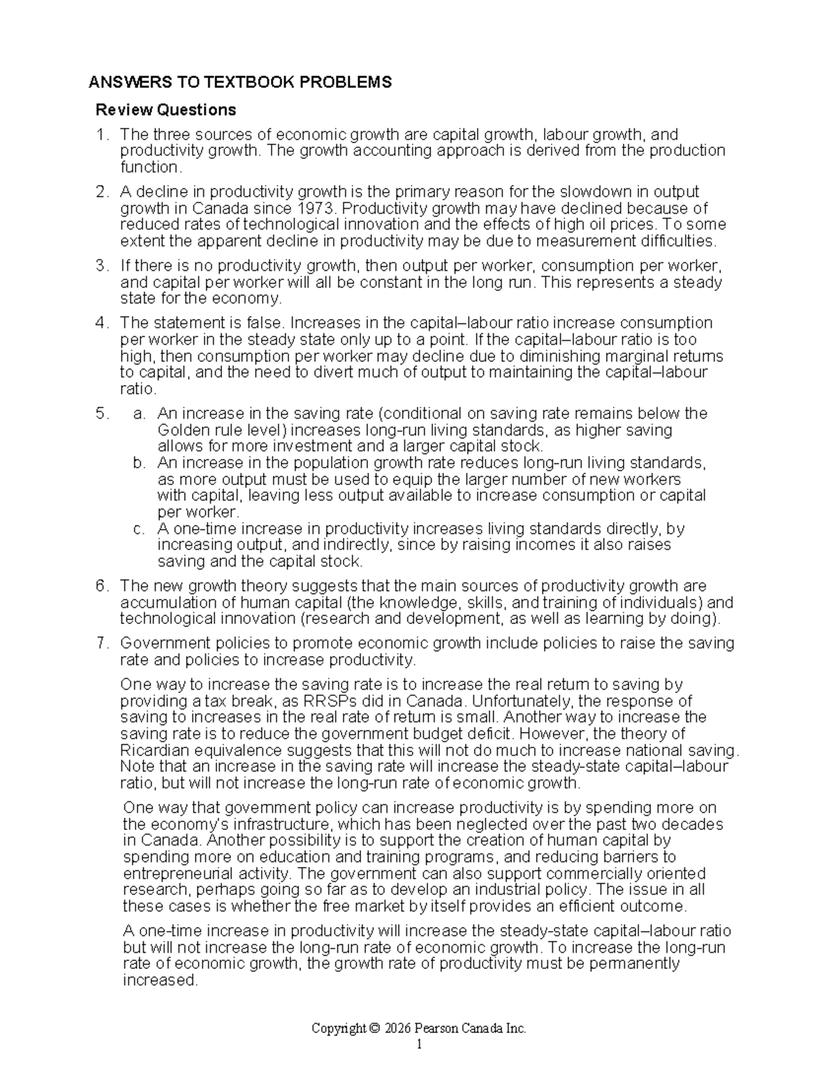 Ch06 - Economic Growth Practice Notes and Textbook Problem Solutions ...