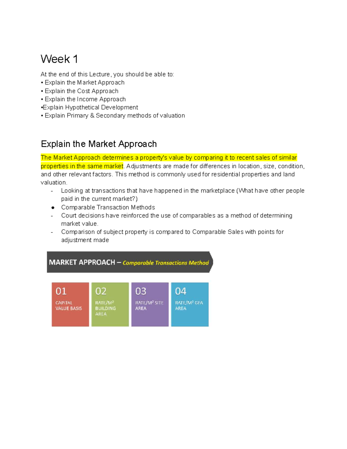 Valuation Notes: Market, Cost, and Income Approaches Explained (Week 1 ...