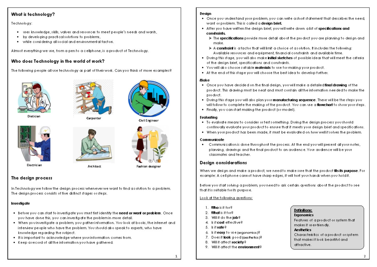 Lesson Plan: Gr 7 Technology T1 W1 - Understanding the Design Process ...