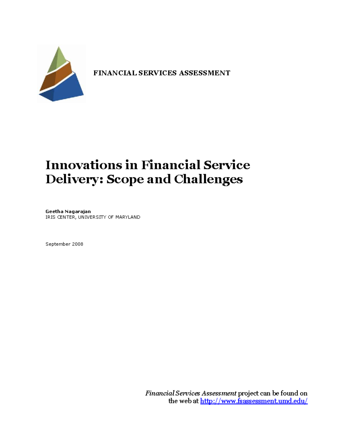 FIN 2008: Innovations in Financial Service Delivery - Scope ...