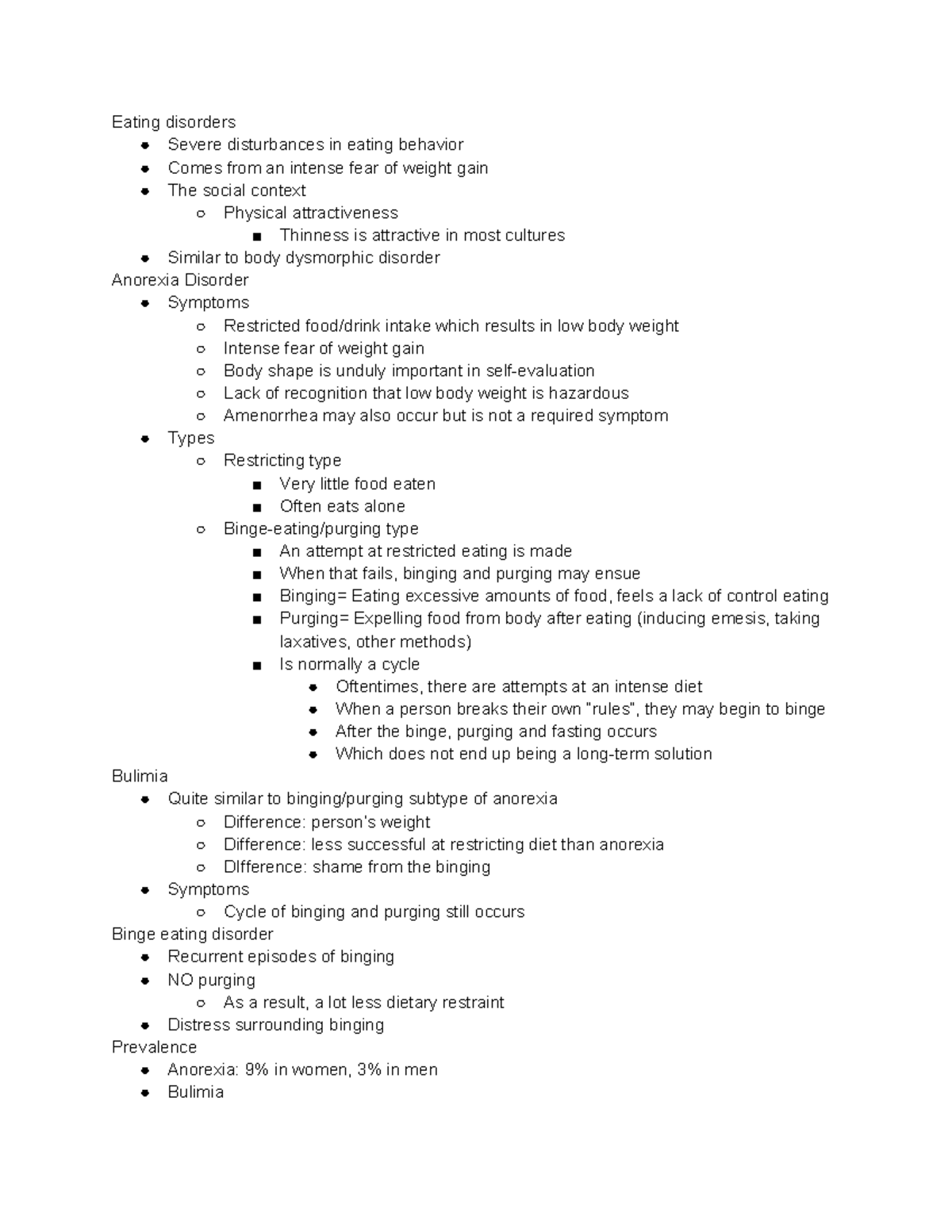 Chapter 9 Notes - Summary of Eating Disorders in Abnormal Psychology ...