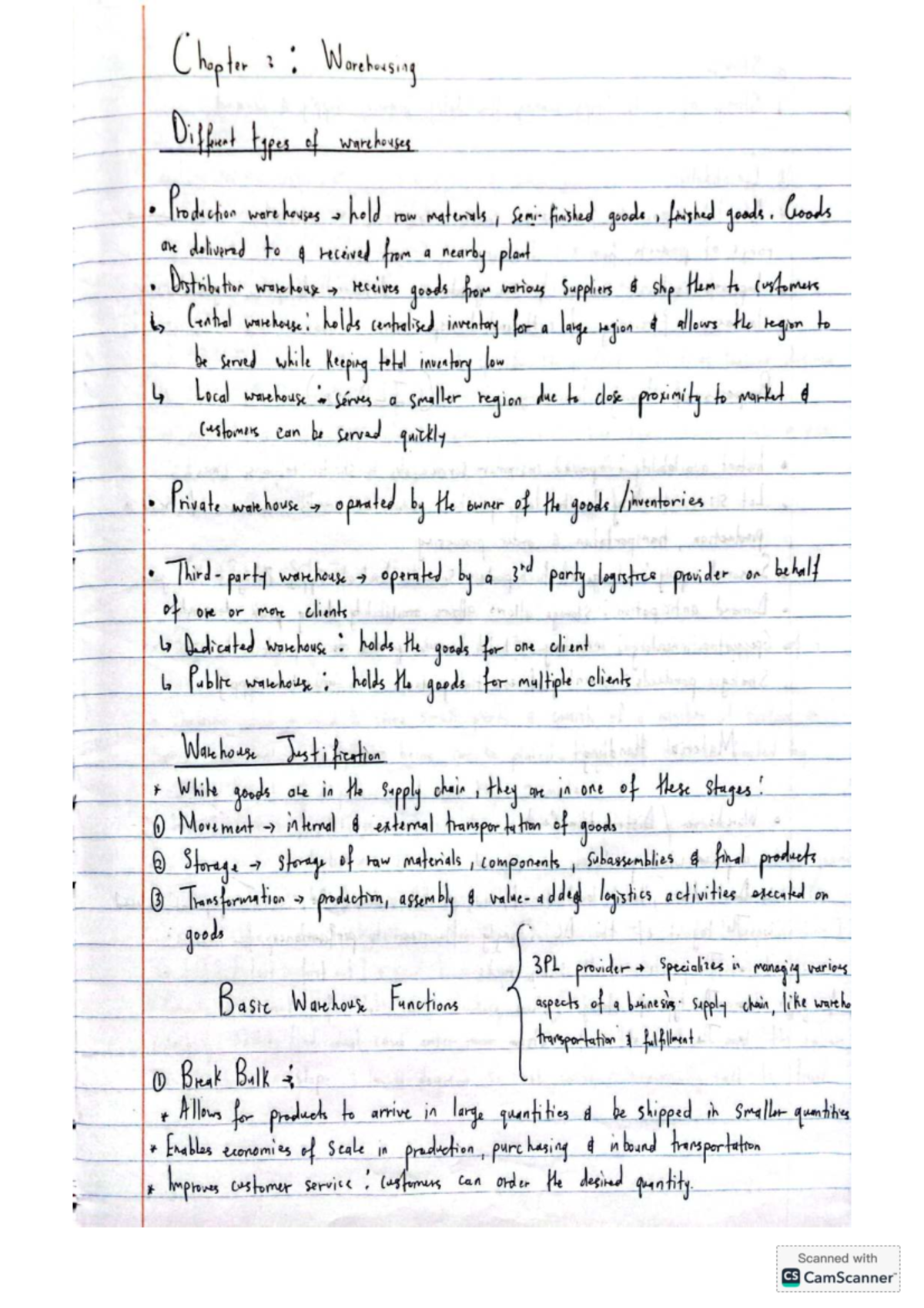 OBS 316 chapter 3 - notes - L hopter : Worehousing Different types of ...