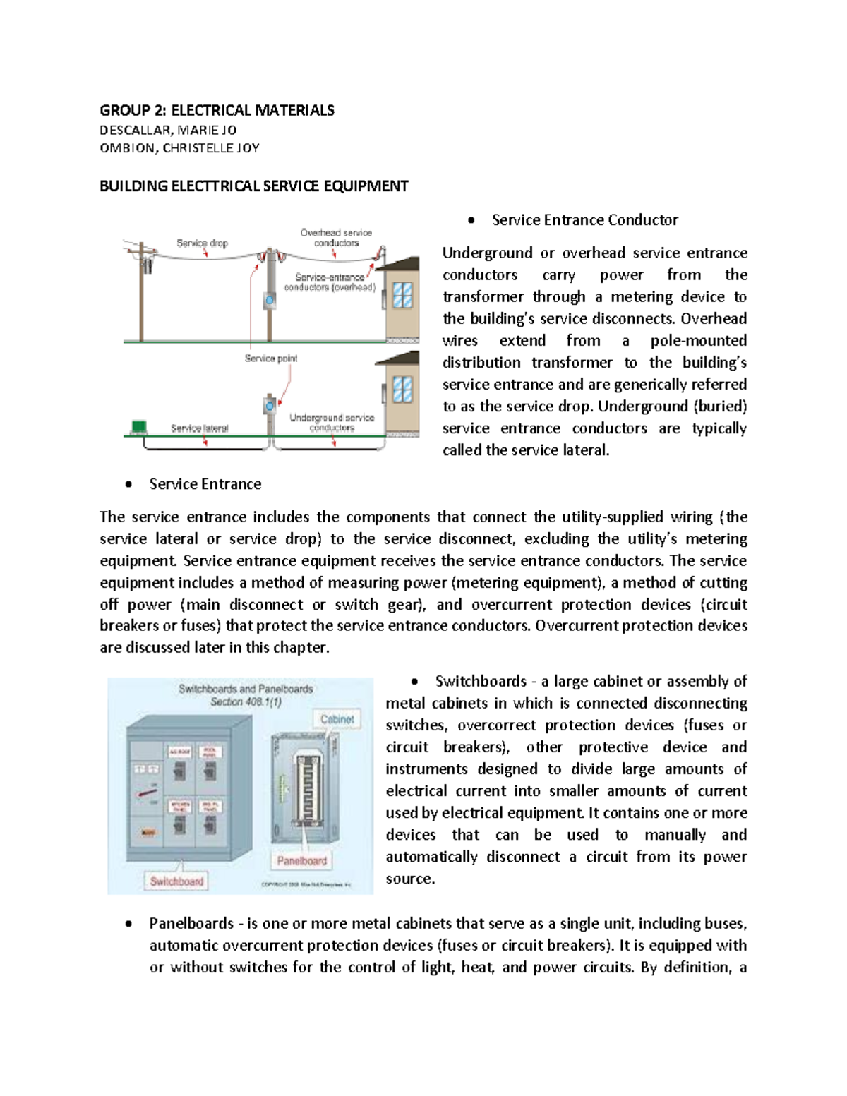 Group 2 Electrical Materials: Overview of Service Equipment and ...