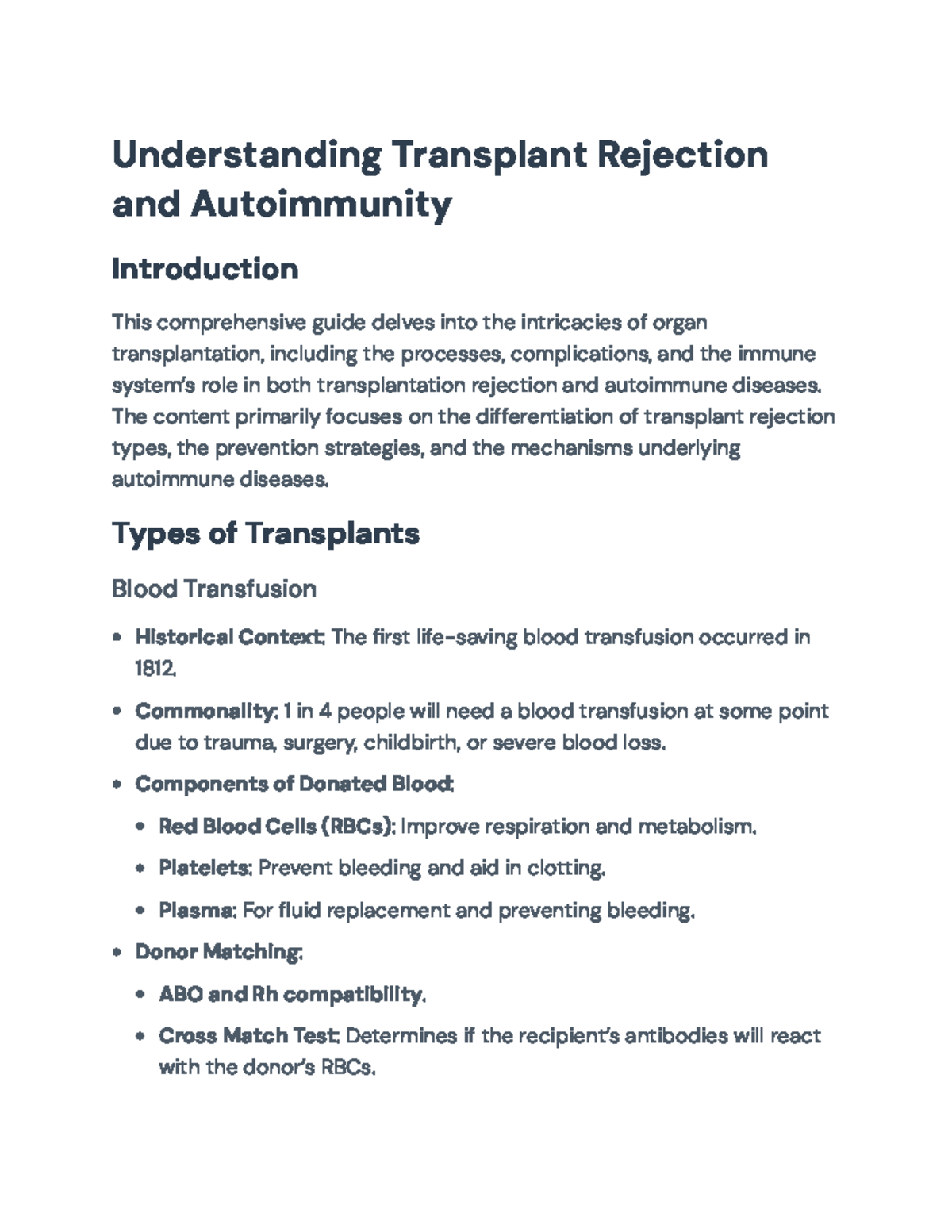 Organ Transplant Rejection & Autoimmunity: A Detailed Guide - Studocu