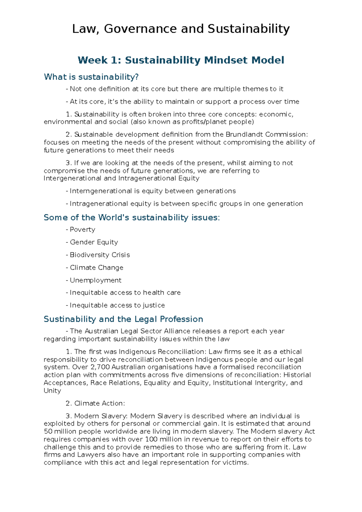 Law, Governance and Sustainability (LGS) Week 1: Understanding the ...
