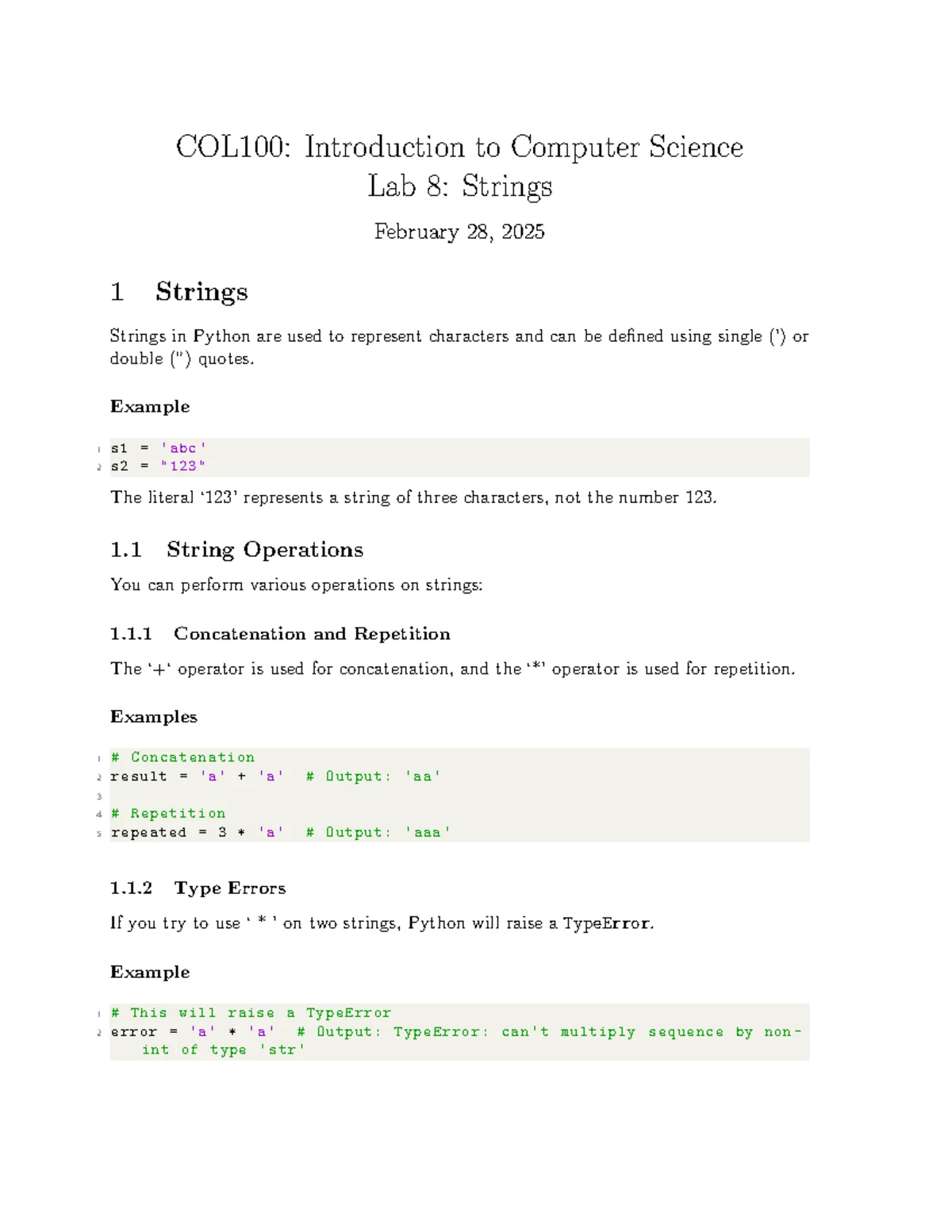 COL100: Lab 3 - Exploring Functions in Computer Science - Studocu