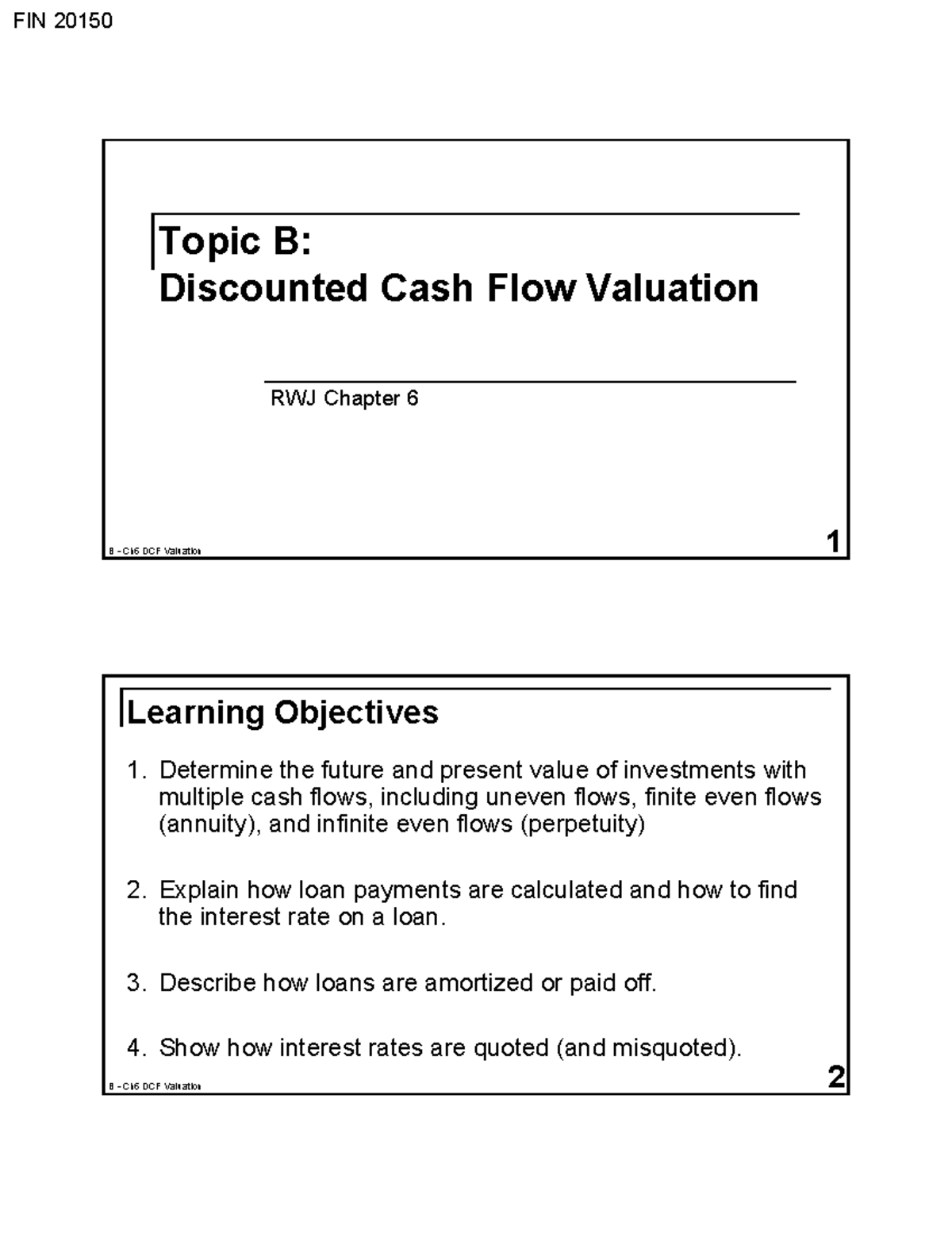 FIN 20150 Chapter 6: Discounted Cash Flow Valuation Notes - Studocu