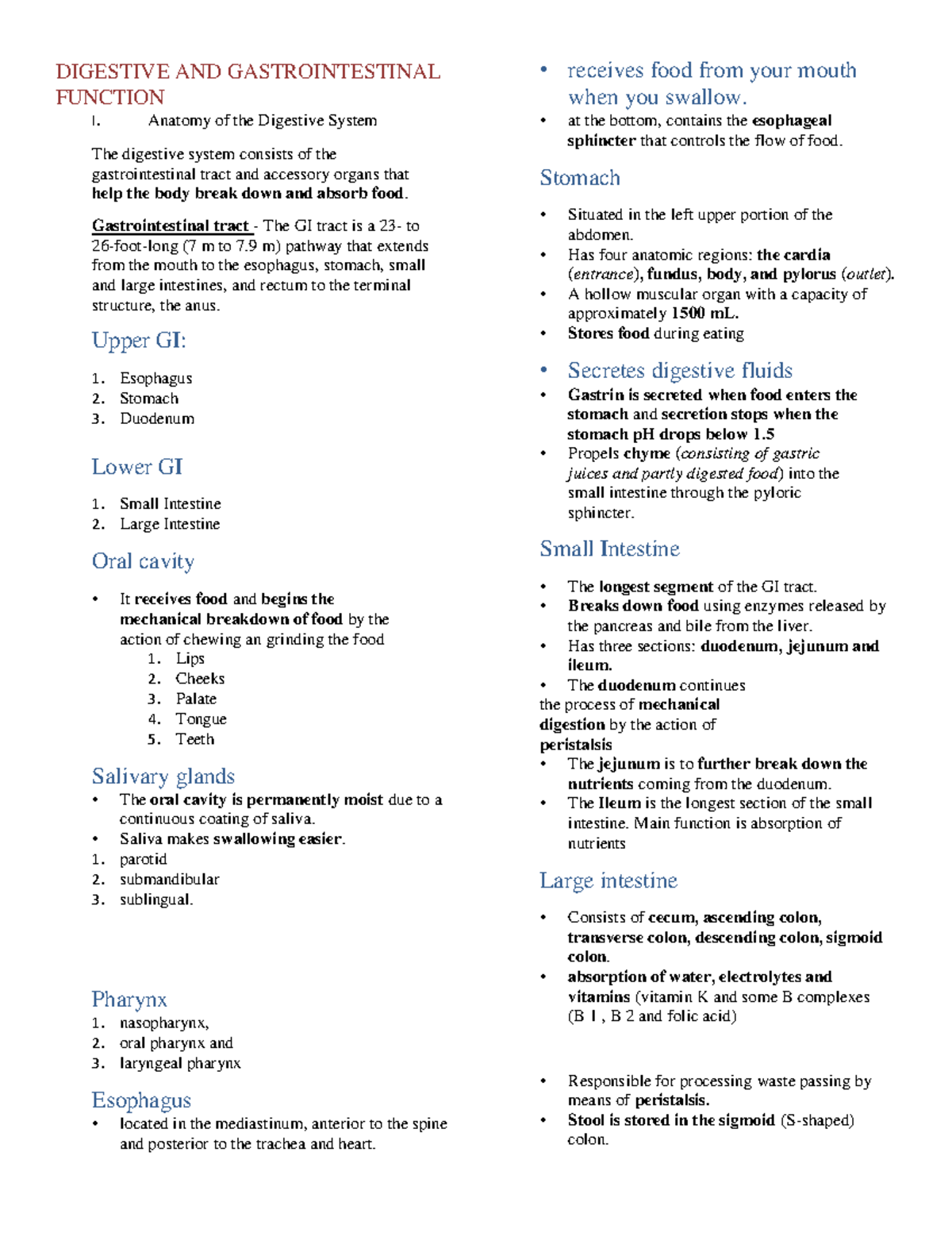 Gastrointestinal Function I: Anatomy & Disorders of the Digestive ...
