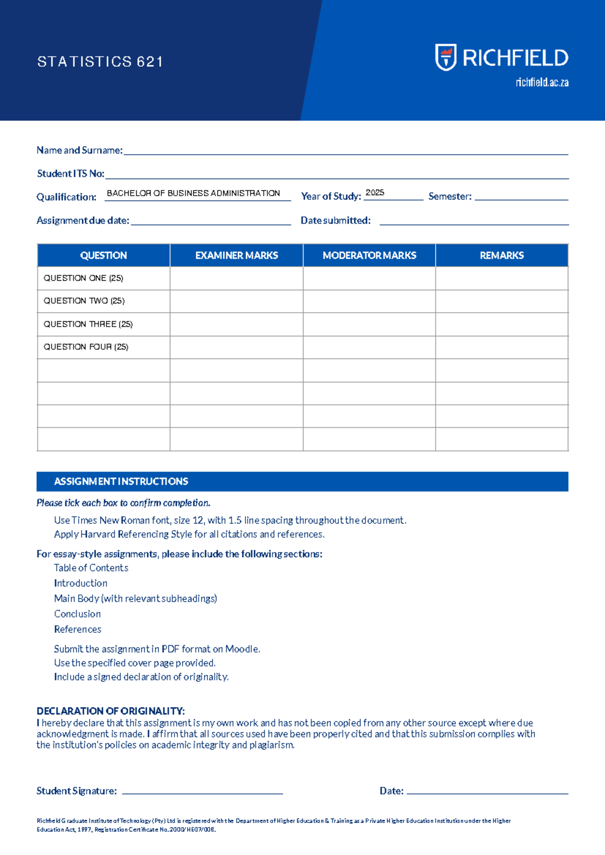 BBA 621 Business Statistics 2025 Assignment on Probability ...
