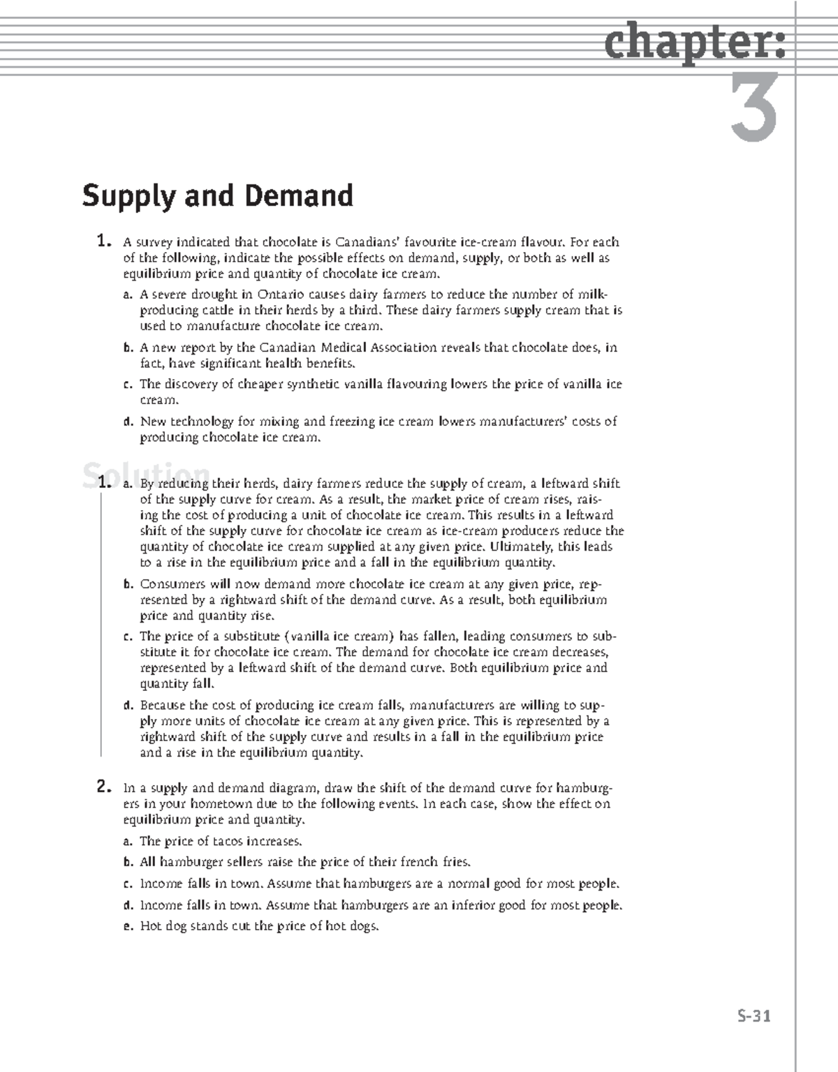 Supply and Demand Problem Solutions - Textbook Chapter 3 Answers - Studocu