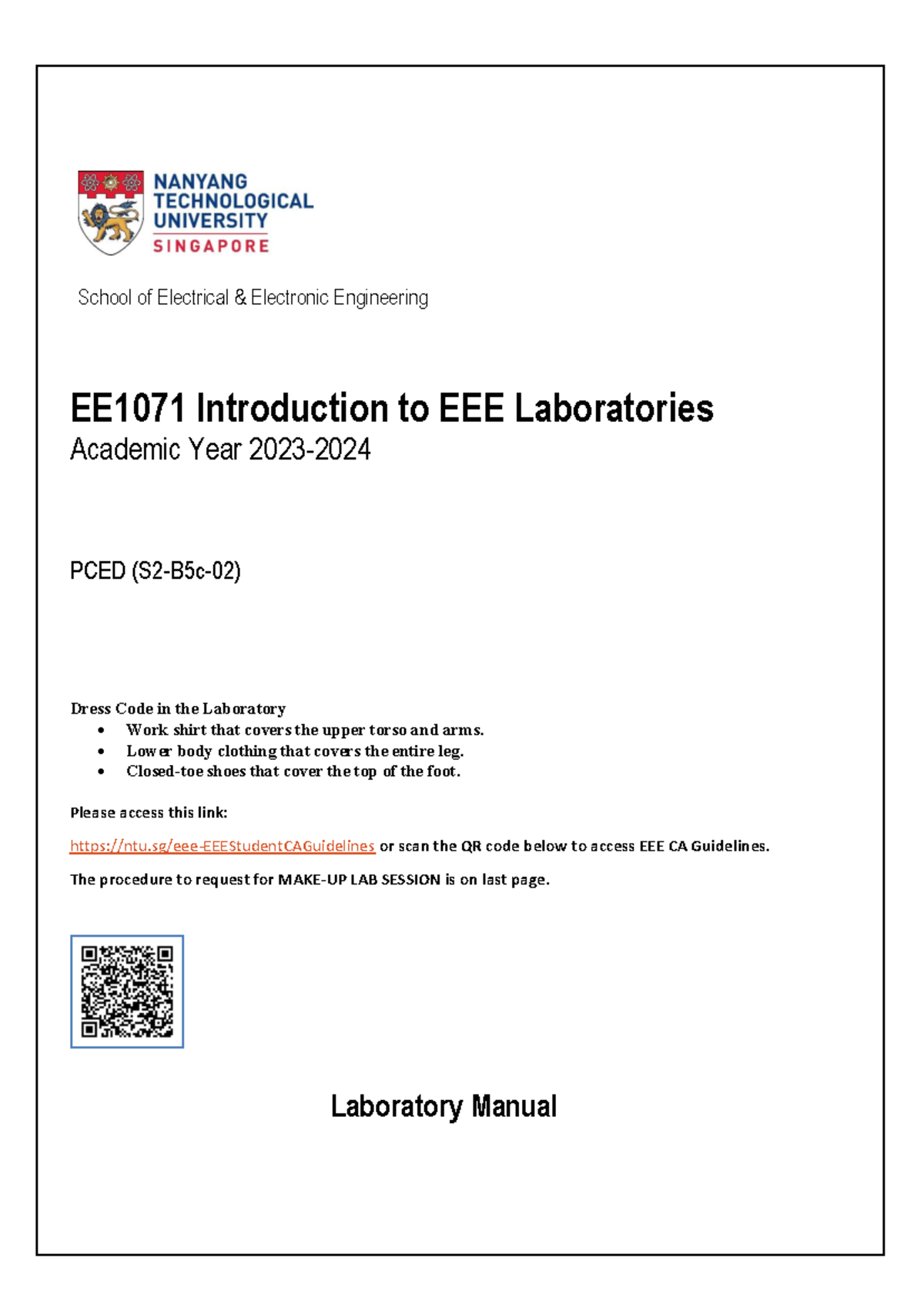EE1071 - Lab Manual: A Guide to EEE Laboratory Experiments - Studocu