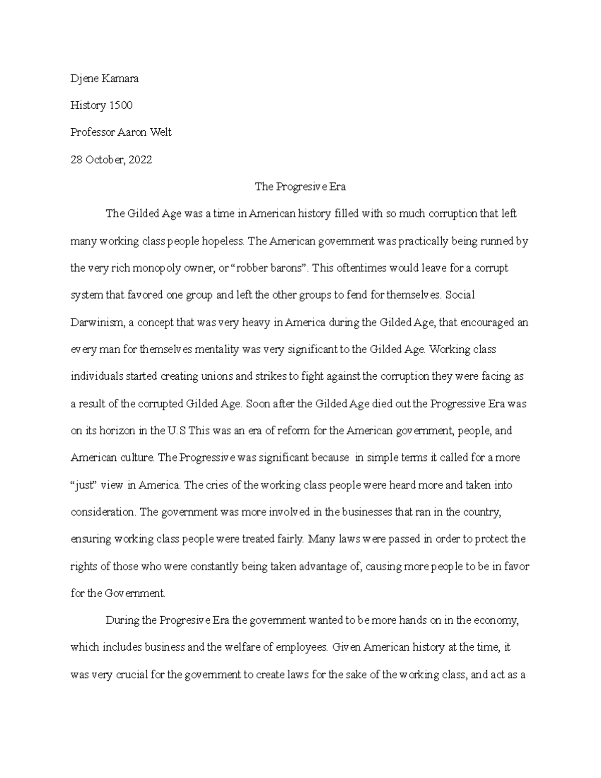 HIST 1500: The Progressive Era vs. The Gilded Age - A Primary Source ...