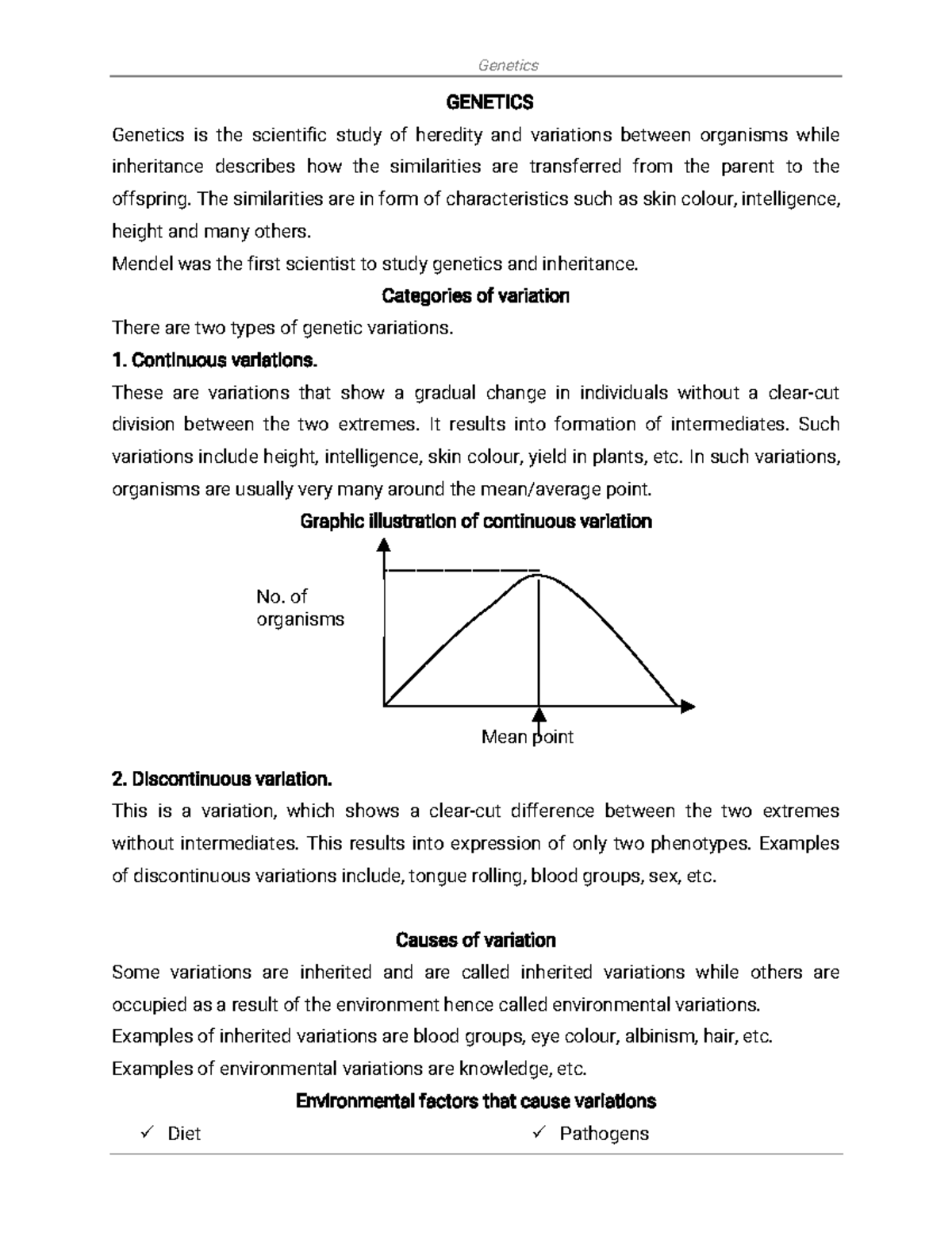 S.4 Genetics and Evolution Lecture Notes - Studocu