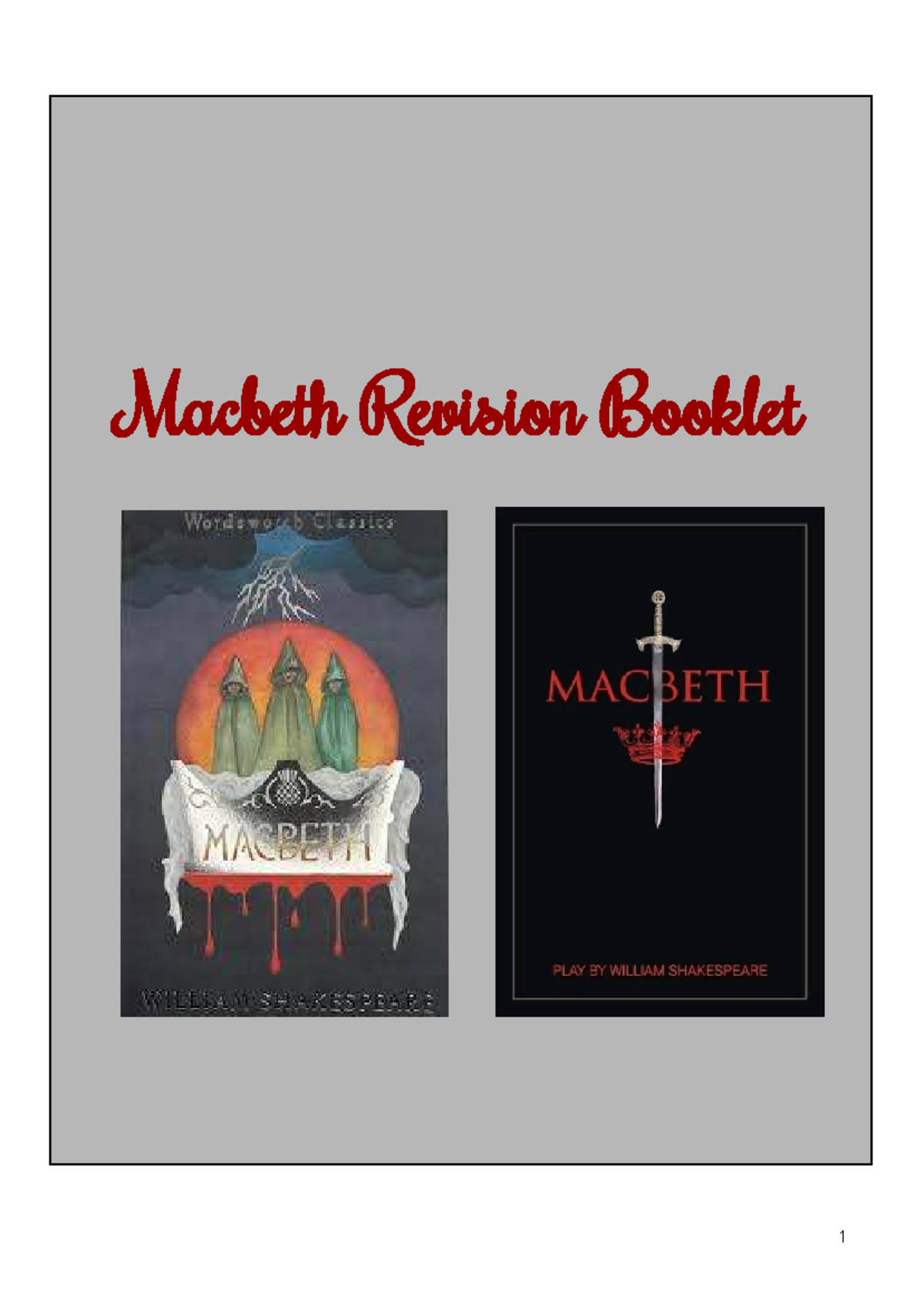 Macbeth Revision Booklet: Key Quotes, Summaries & Essay Questions - Studocu