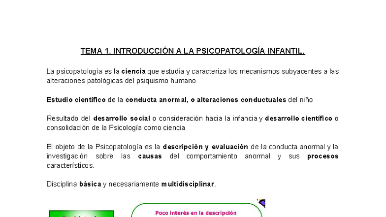 TEMA 1: Introducción a la Psicopatología Infantil - Apuntes Completos ...