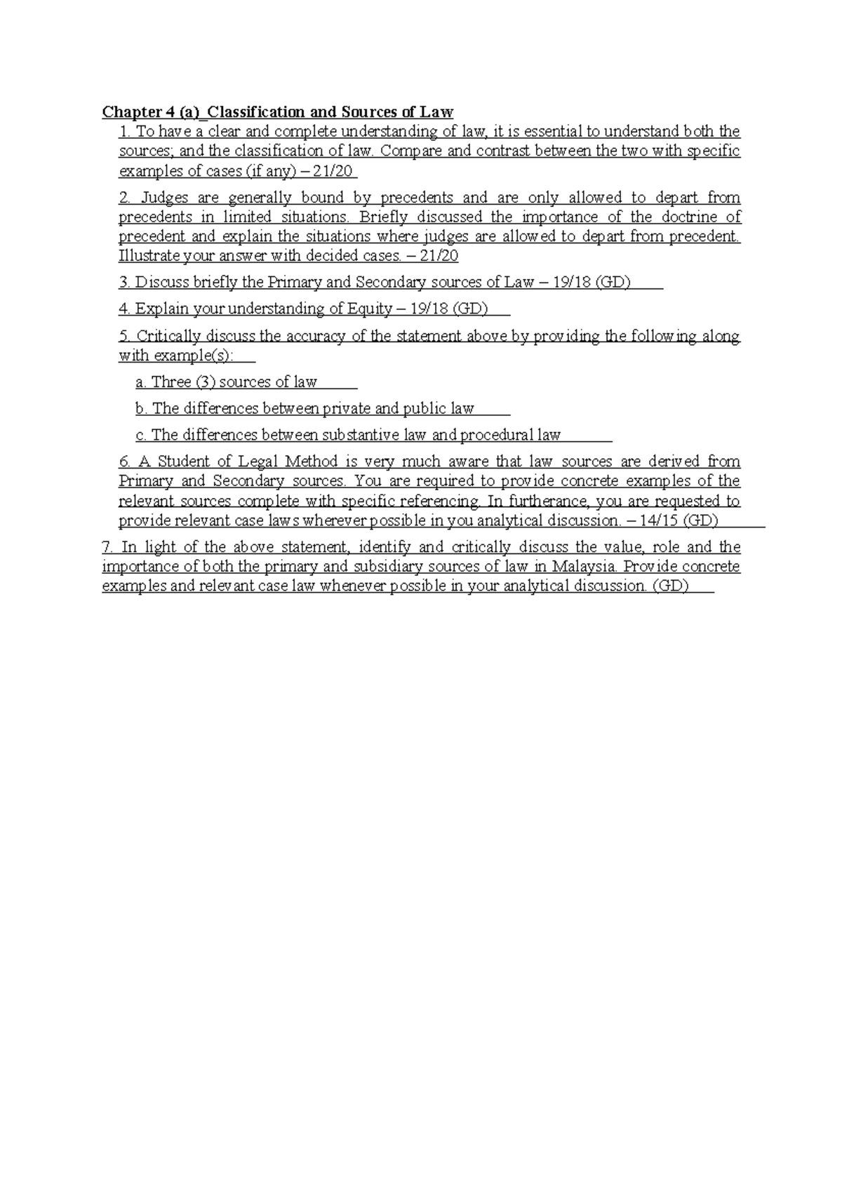 Legal Method PASS YEAR QUESTION - Constitutional Law 1 - MMU - Studocu